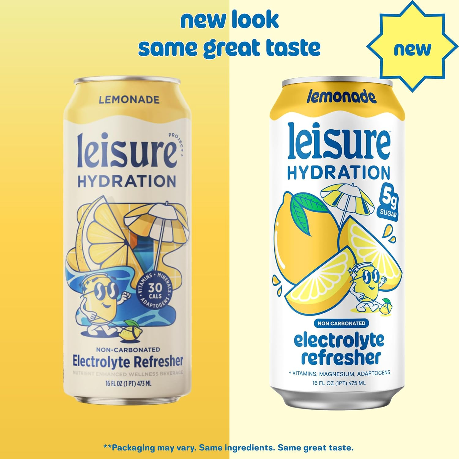 Leisure Hydration Electrolyte Drink, Lemonade Magnesium Ashwagandha, 16oz 12 Pk