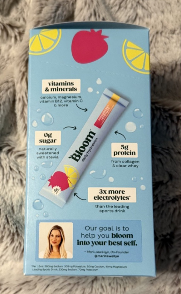 Bloom Daily Hydration Sticks ~ Strawberry Lemonade ~ 5 Count ~ Exp 4/2028 ~ NIB!