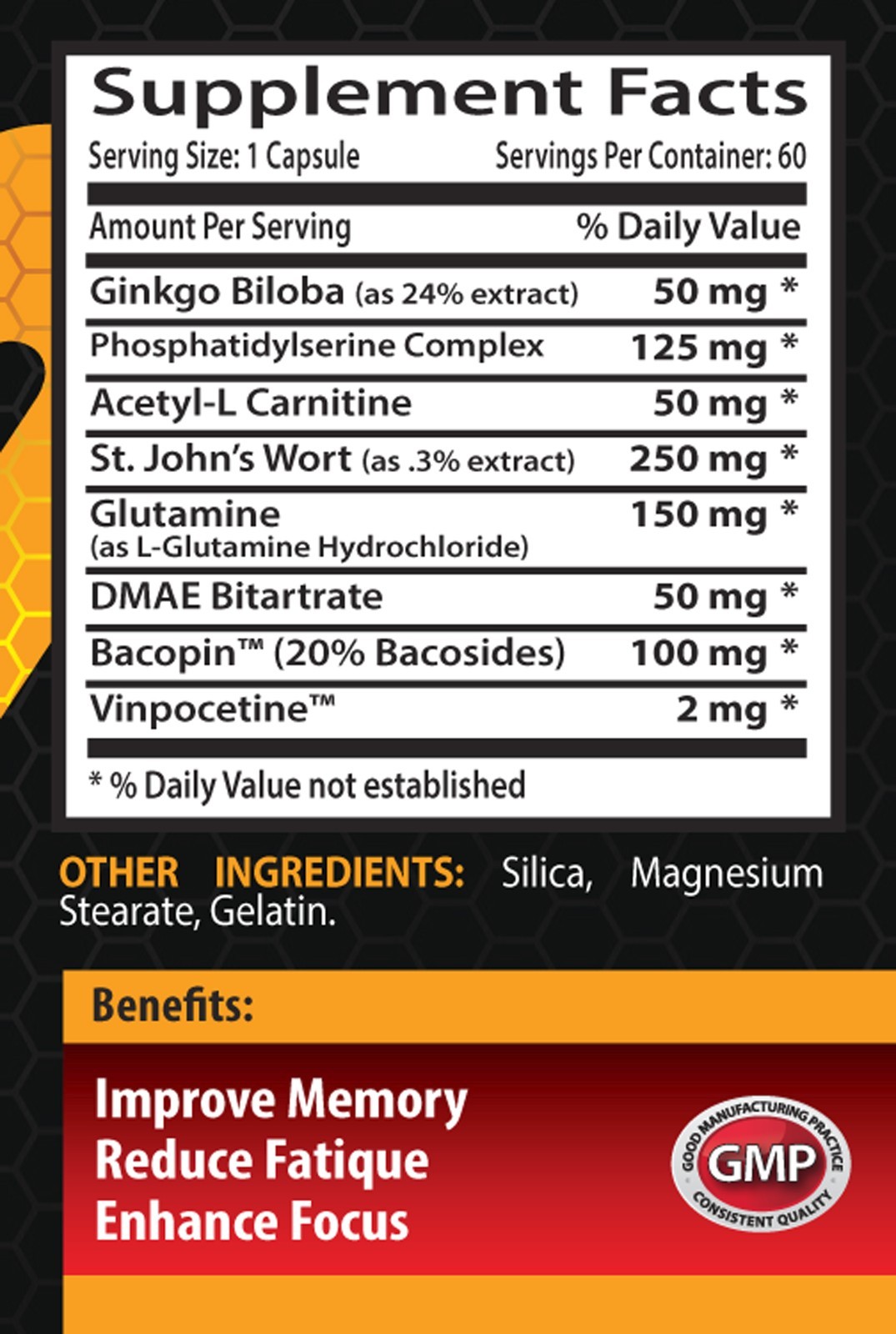 Antioxidant powder BRAIN & MEMORY BOOSTER COMPLEX immune support organic 3 Bot