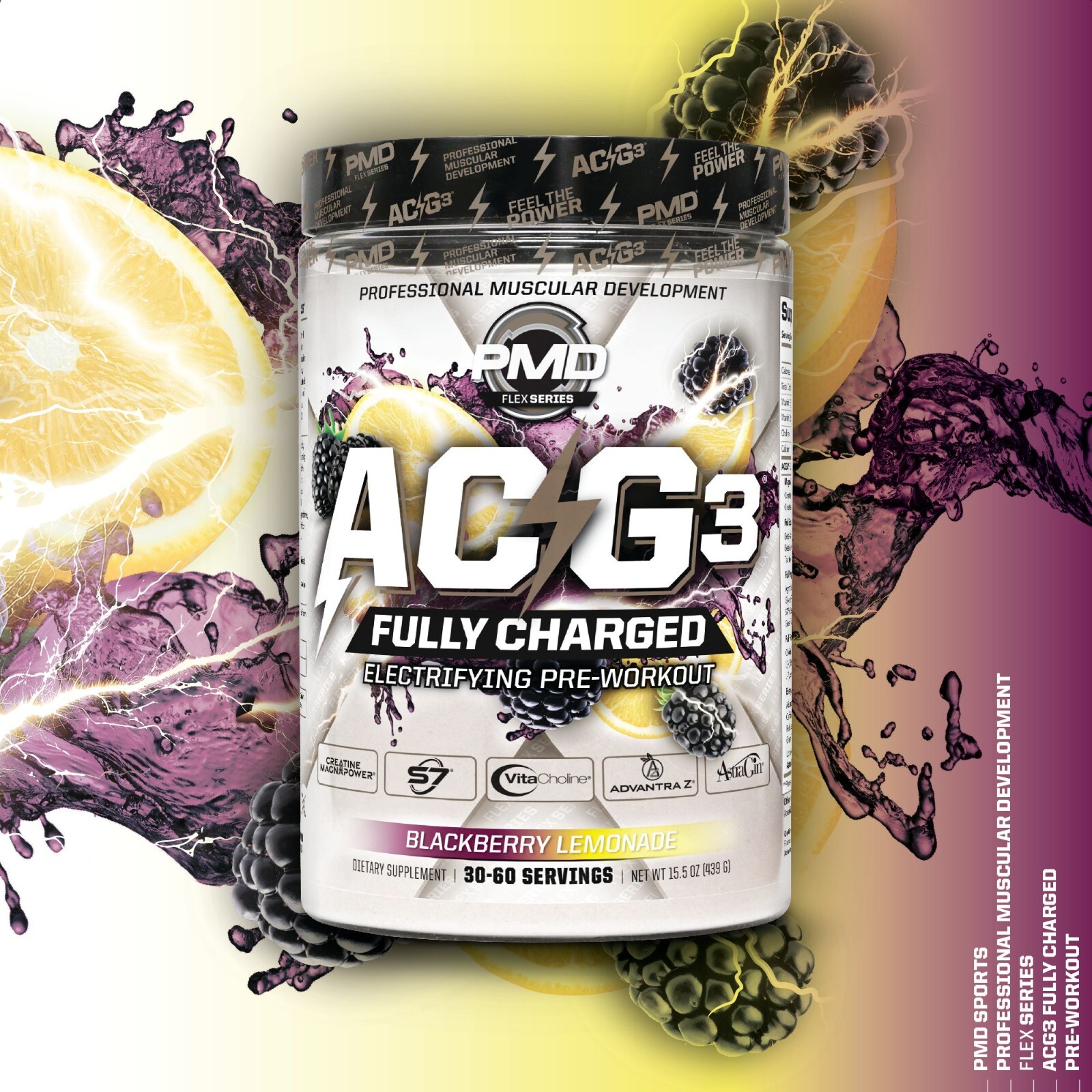 ACG3 Fully Charged– Pre Workout – Drink Mix- Cherry Slush (30-60 Servings)