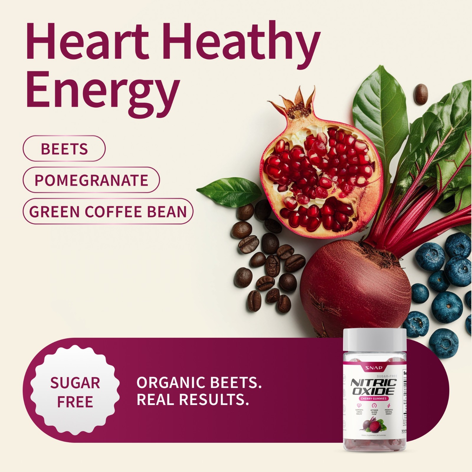 Sugar Free Nitric Oxide Beet Root Gummy Cherry – Heart Health, Blood Circulation