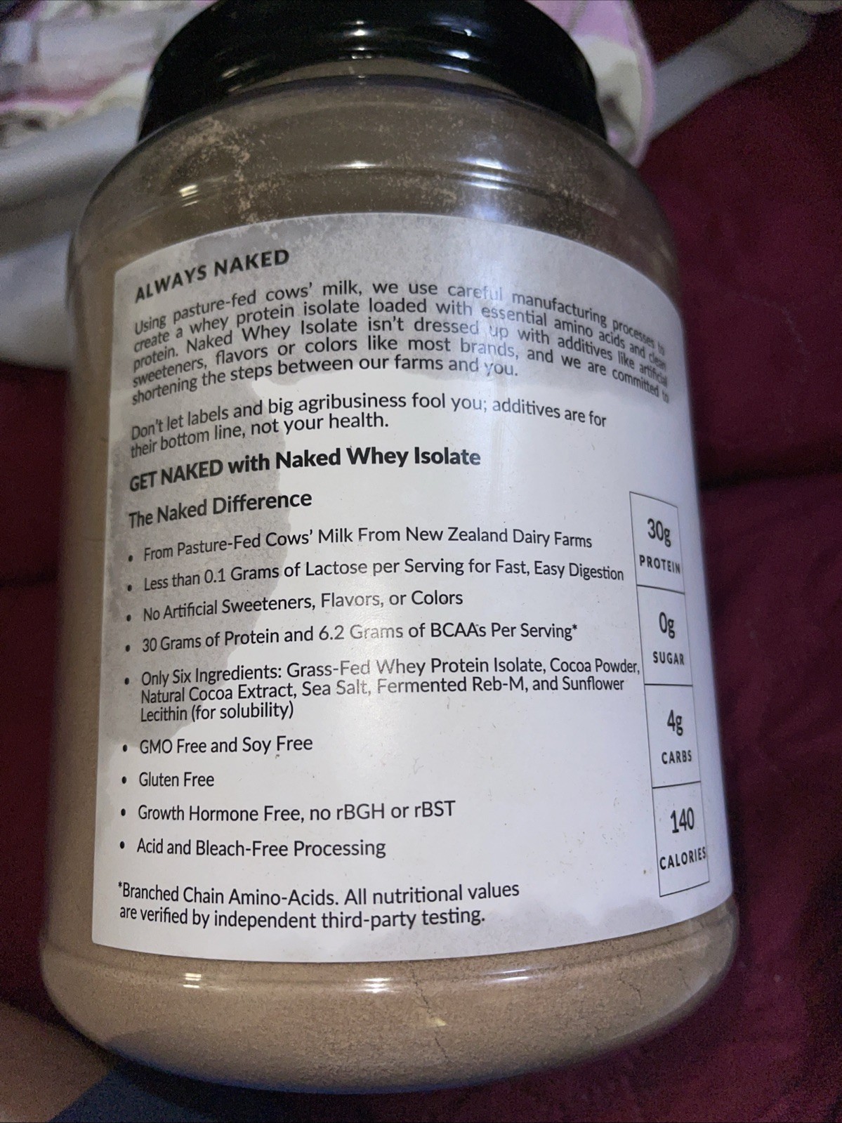 2LB Naked Whey – All Natural Grass Fed Whey Protein Powder, Chocolate (24 Serv)