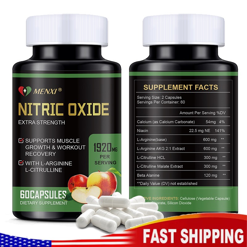 Nitric Oxide 60 Capsules 1920mg | L Arginine & L Citrulline | Highest Potency