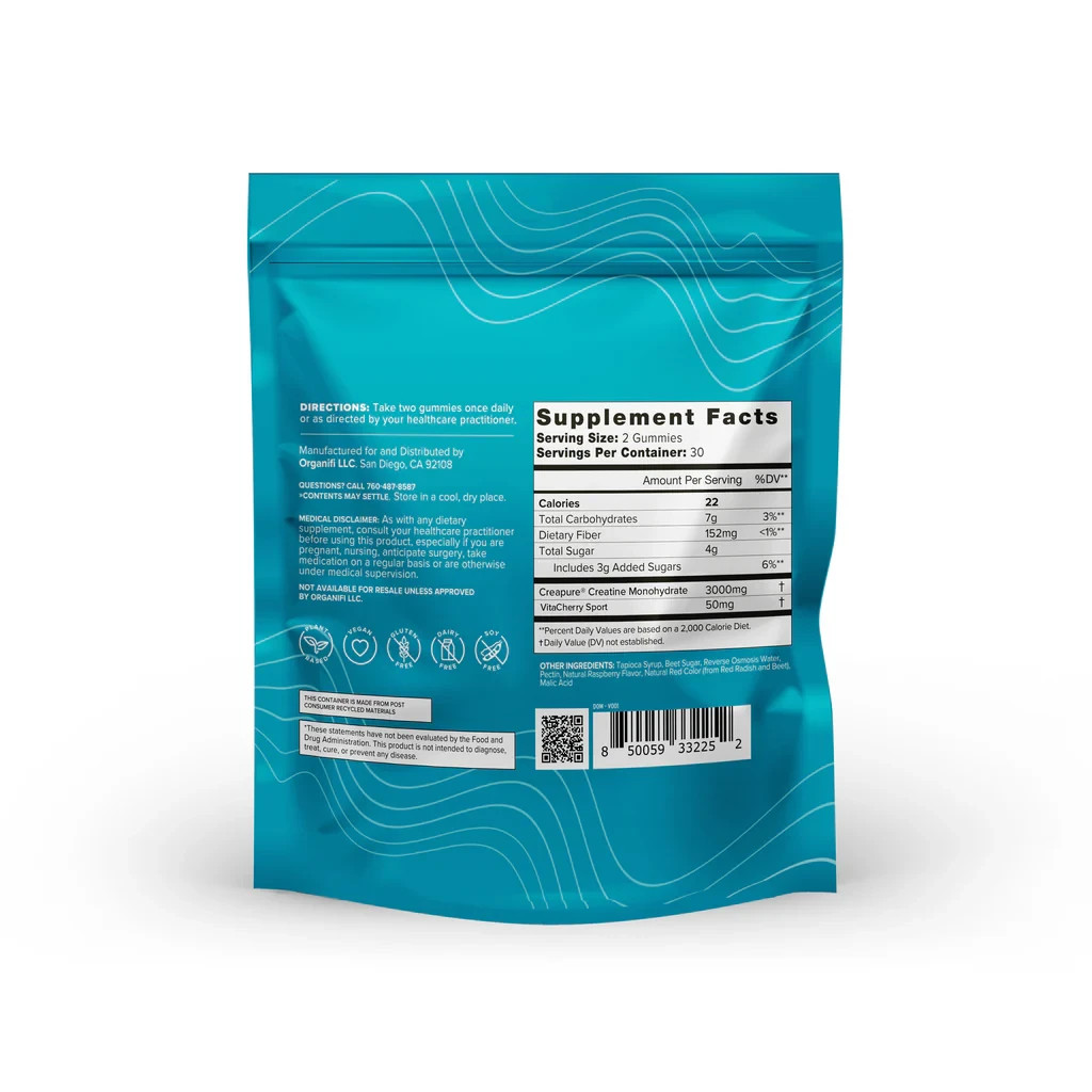 Organifi Creatine Cherry Chews 3 Pack | 180 Gummies | 1.5g Creatine per Chew