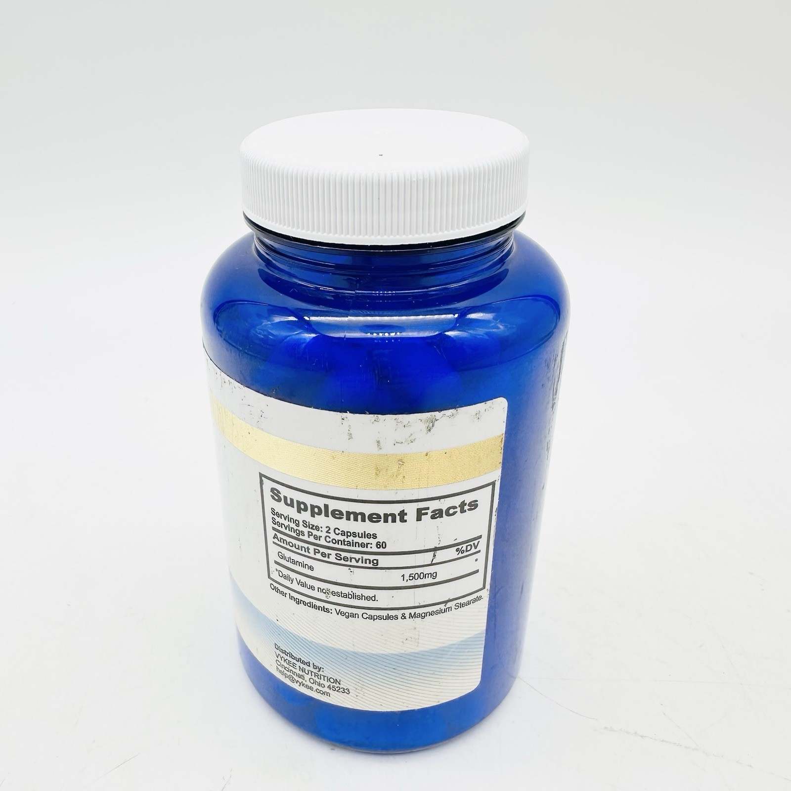 Vykee Nutrition L-Glutamine 120 Capsules for Muscle Recovery 1500mg Exp 07/27