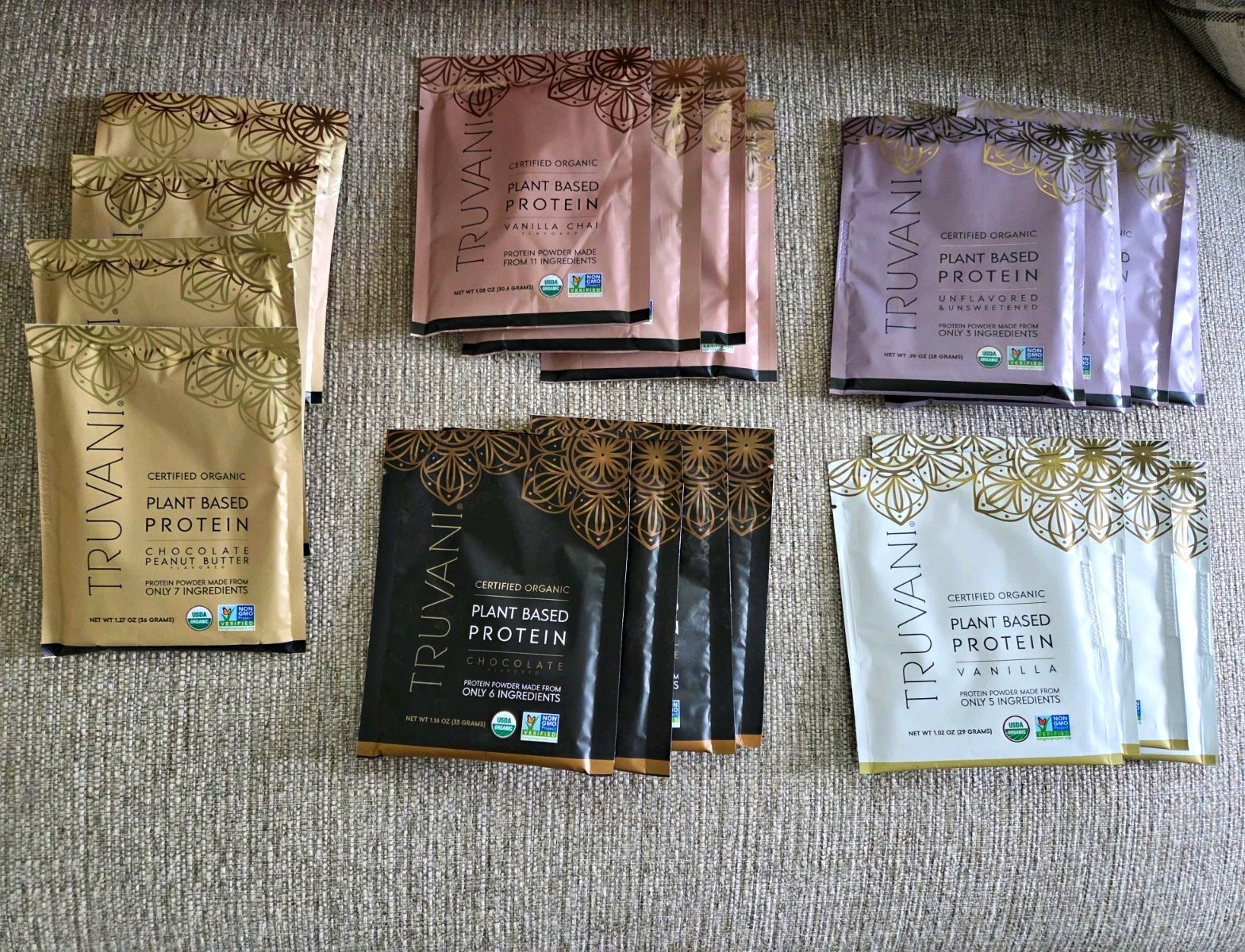 Truvani Certified Organic Non-GMO Plant-Based Protein Powder Sample Pack