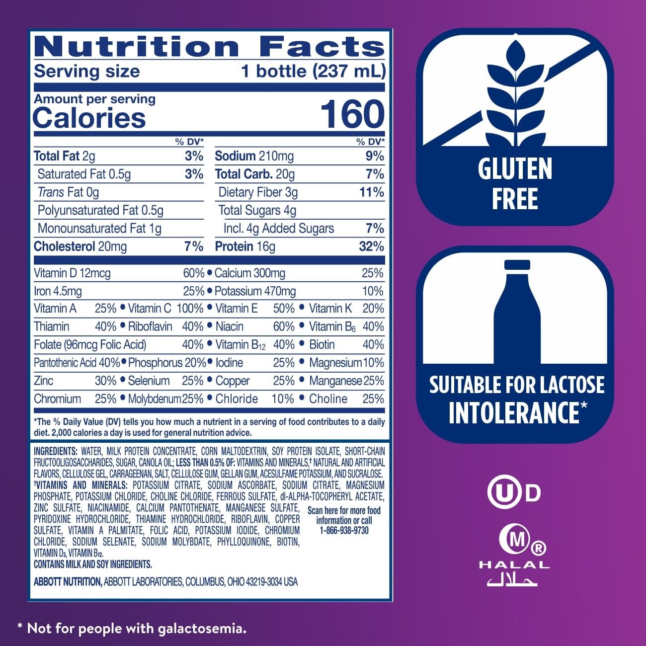 Ensure High Protein Bottled Vanilla Nutrition Shake Fiber Ready To Drink 16G