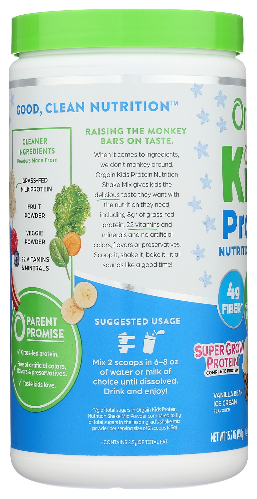 Orgain Protein Shake Mix For Kids Vanilla Ice Cream 15.9 Oz Powder 1 Pack