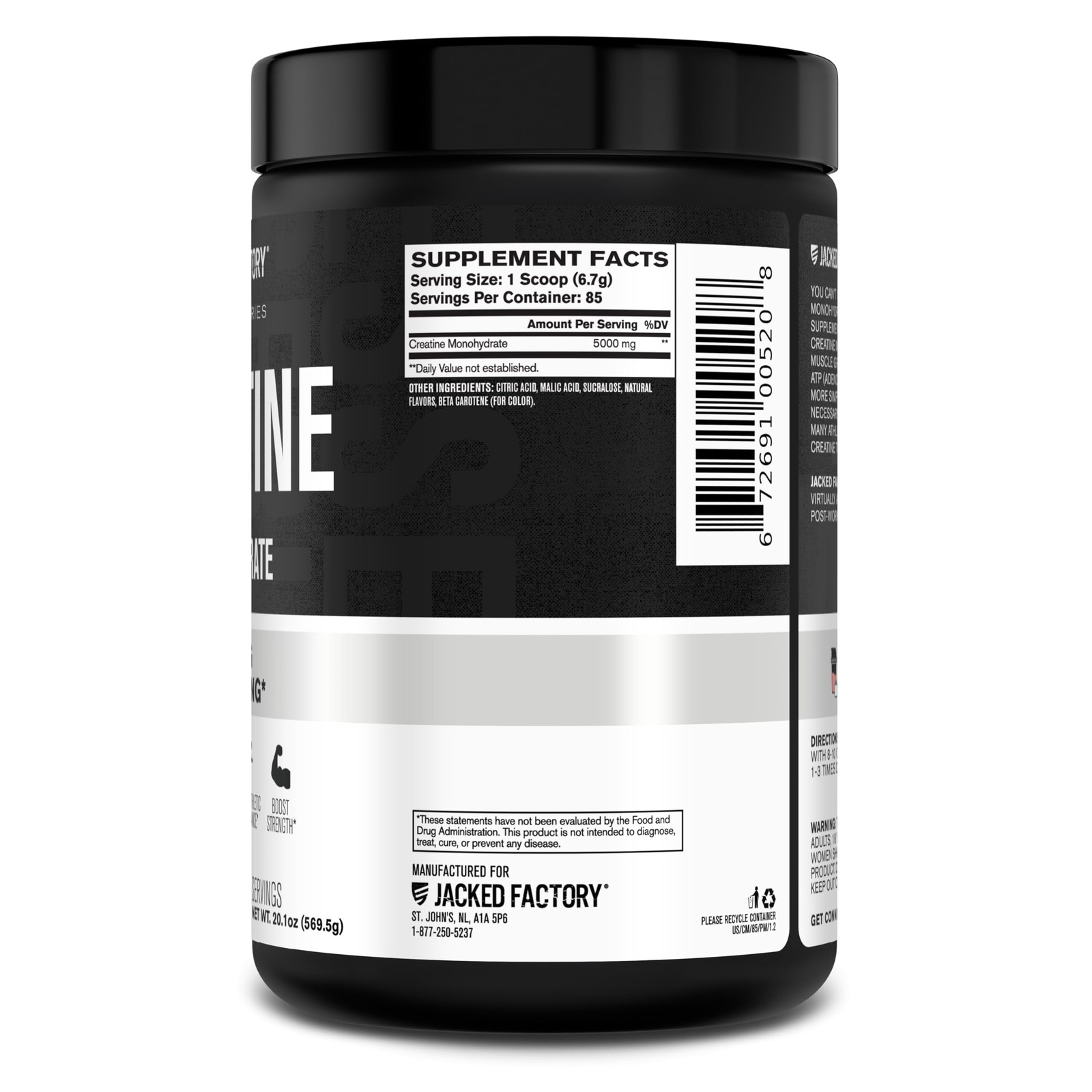 Jacked Factory Creatine Monohydrate Powder 425g – 5g 85 Servings (Pack of 1)