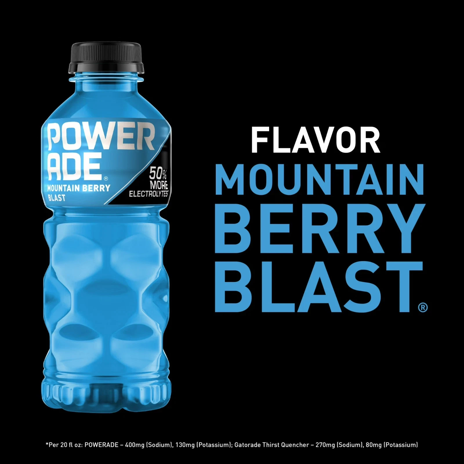 POWERADE Mountain Berry Blast Electrolyte Sports Drink Bottles, 20 fl oz, 8 Pack