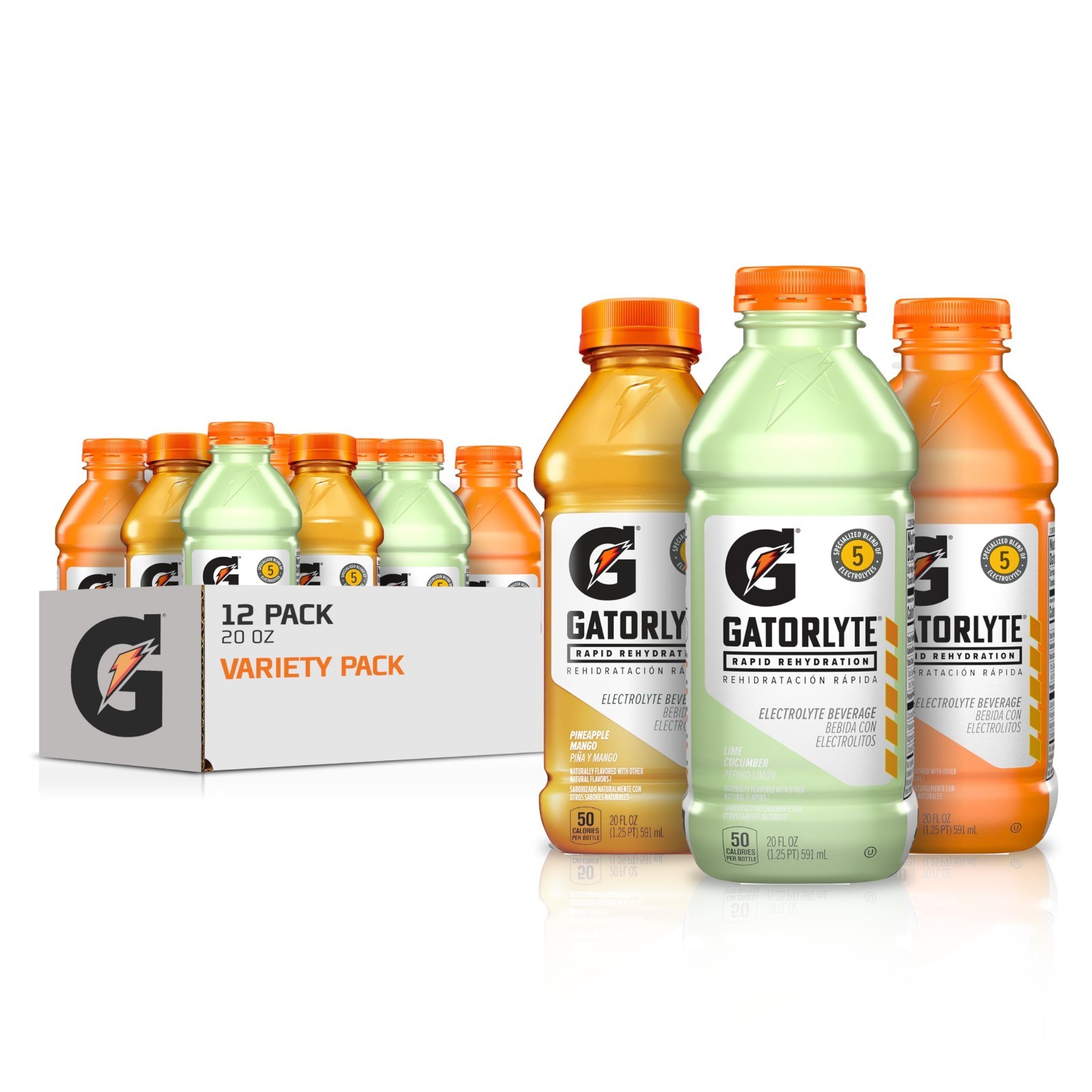 Electrolyte Drink Mix – 12 Pack, 20 fl oz Bottles, 5 Electrolytes, Low Sugar, No
