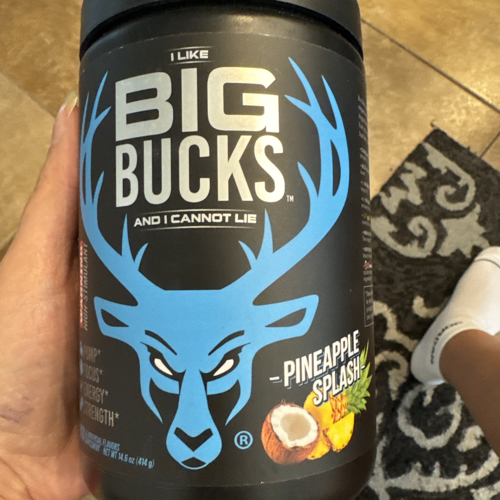 Bucked Up Big Bucks Pre Workout Pineapple Splash 14.6 oz High Stim Exp 1/28