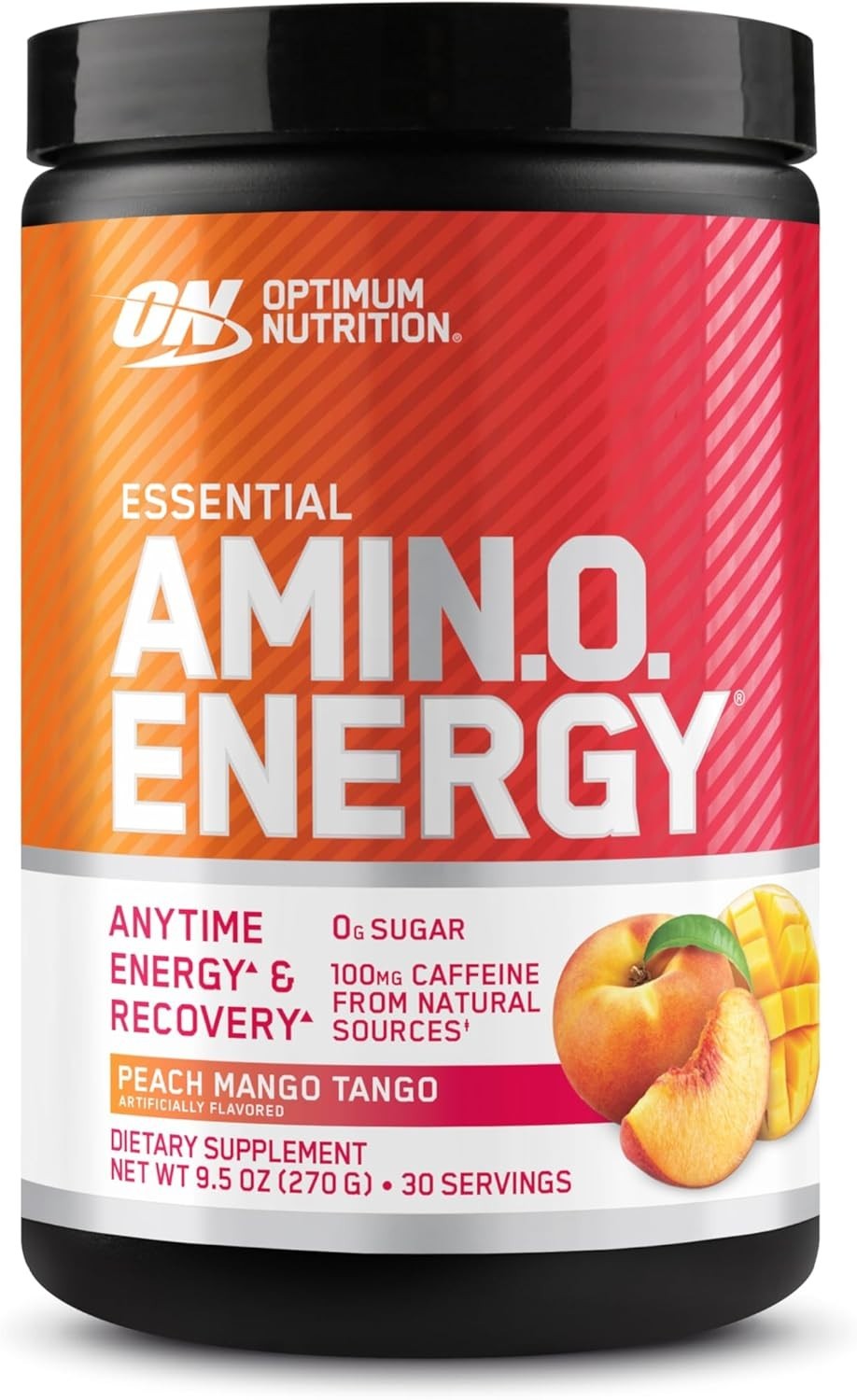Amino Energy Powder – Peach Mango Tango, 100mg Caffeine per Serving, 30 Servings