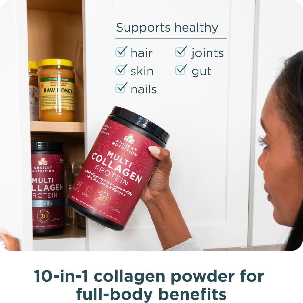 Ancient Nutrition Multi Collagen Protein Powder 10 Types Unflavored 24 Serv