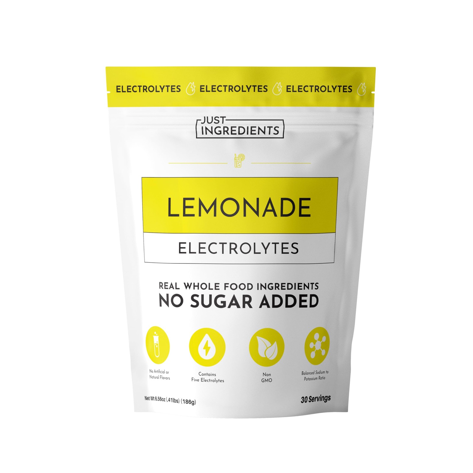 JUST INGREDIENTS Lemonade Electrolytes Drink Mix – Coconut Water, Sea Salt