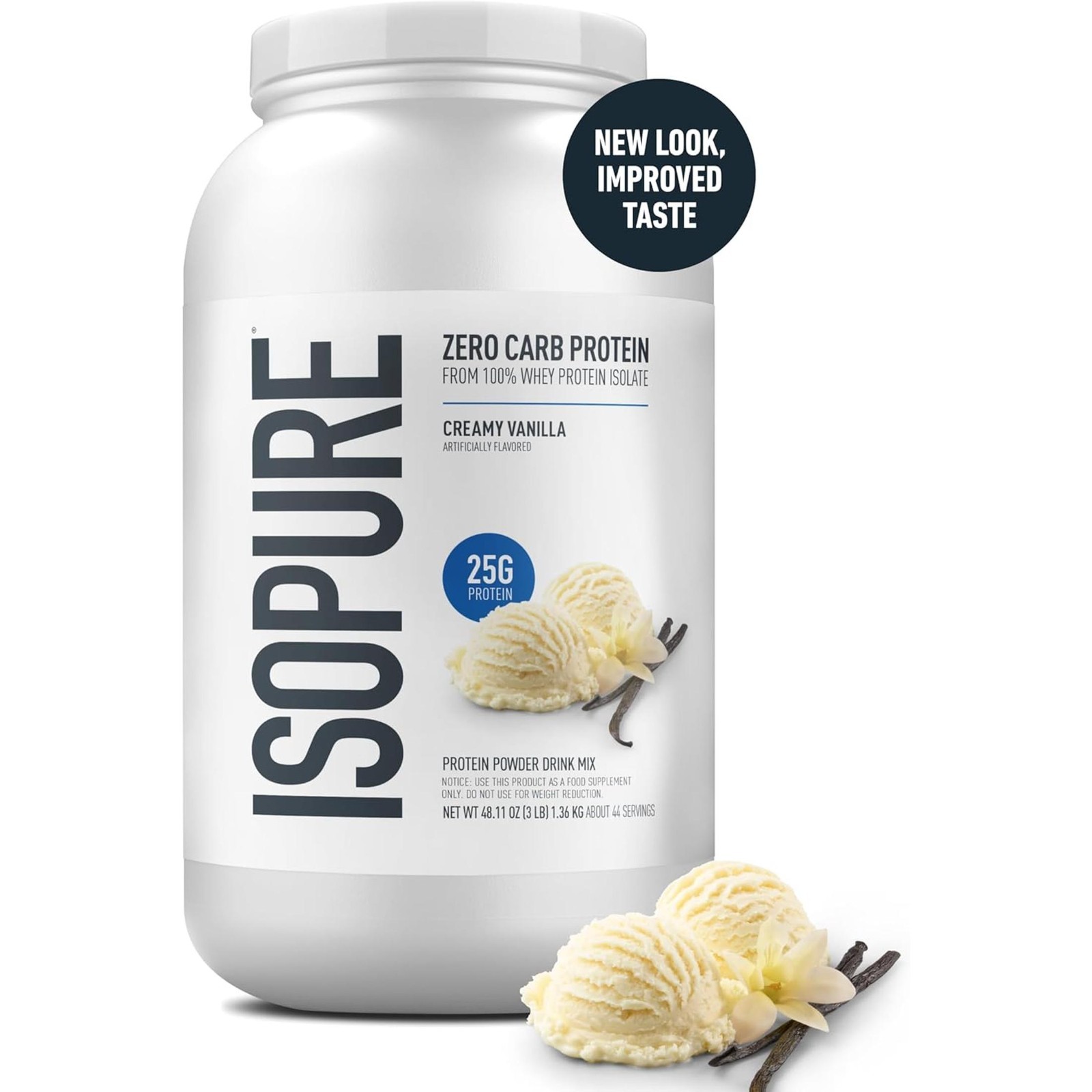 Isopure, Zero Carb 100% Whey Protein Isolate, 25g Protein Powder, Creamy Vanilla