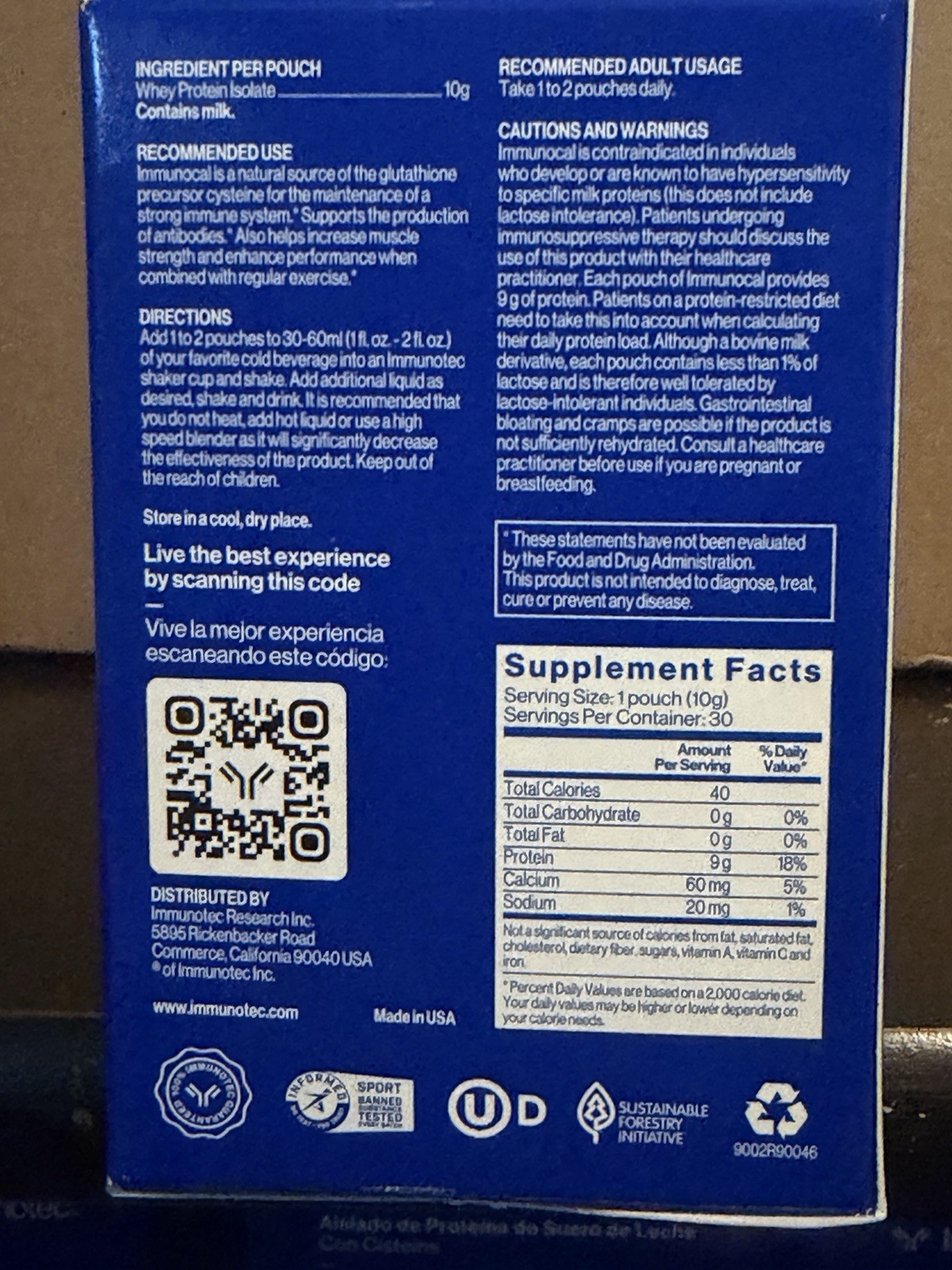 Immunocal Classic 1 ( Blue ) & 1 Platinum : 2 BOXES – 60 Pouches.
