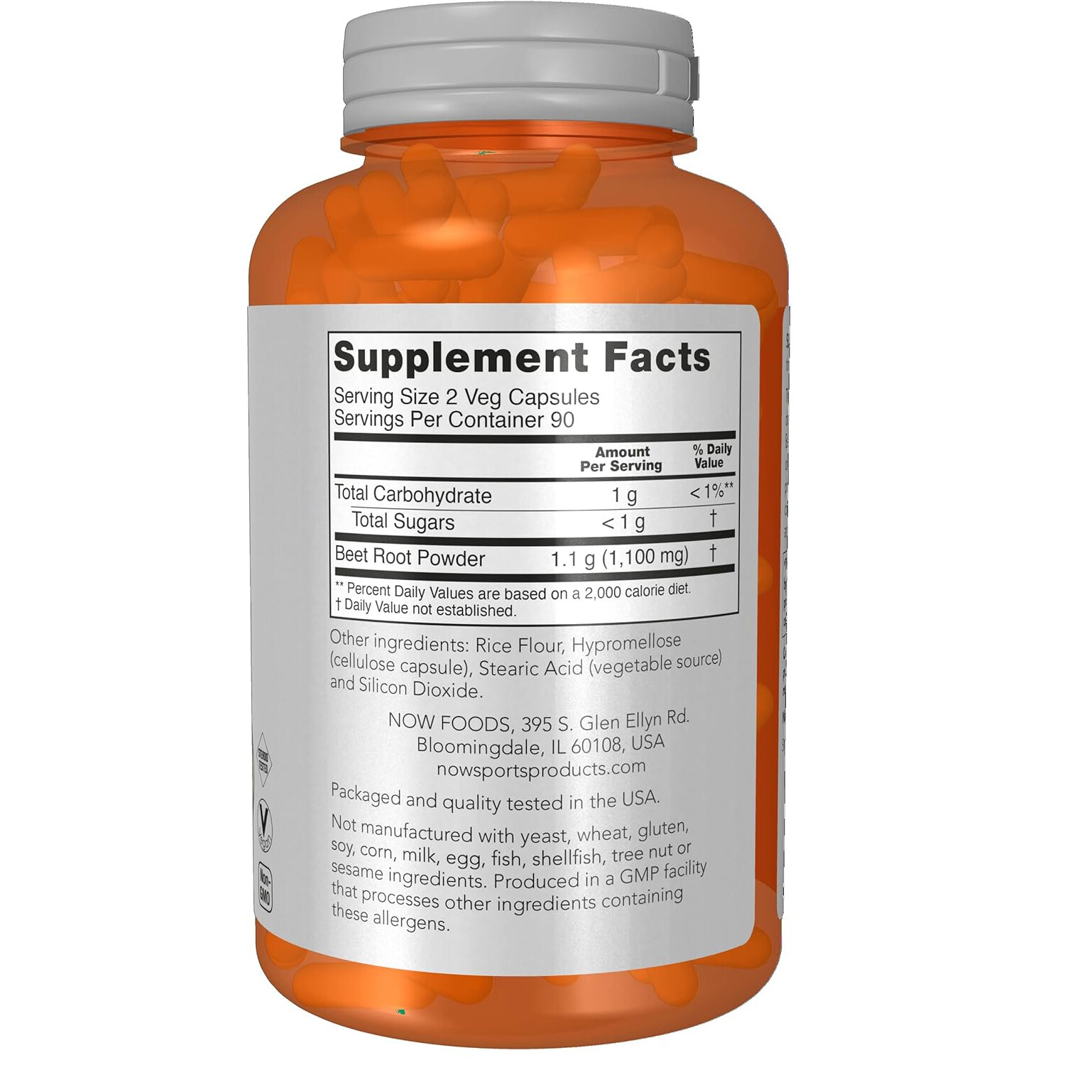 NOW Sports Beet Root, 550 mg, 180 Vegetarian Capsules