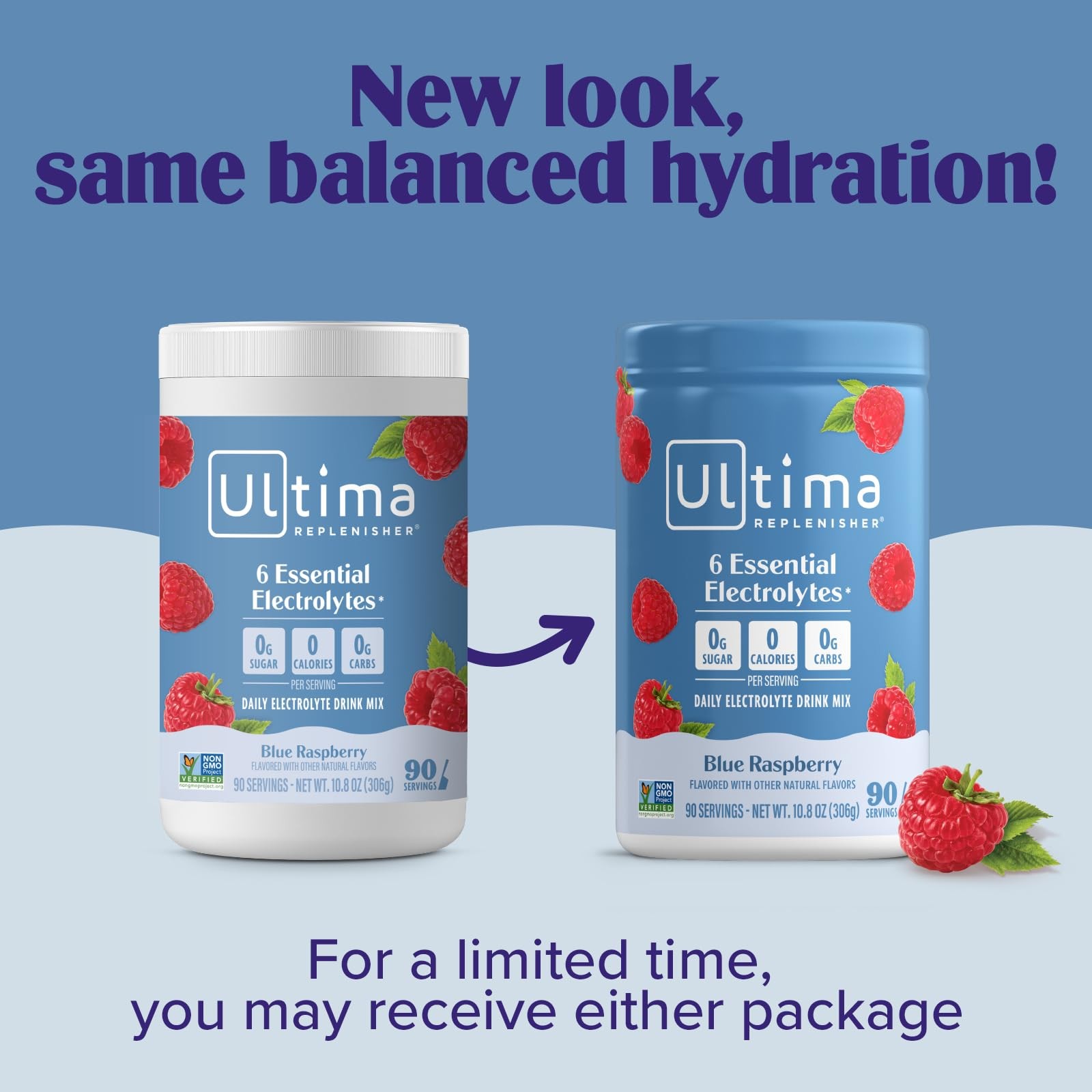 Ultima Replenisher Daily Electrolyte Powder Drink Mix – Sugar Free – Blue Raspbe