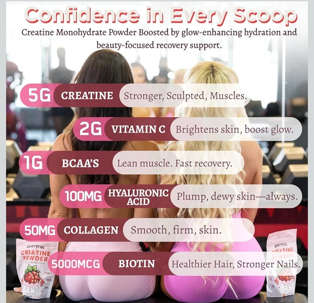 Bootyful Creatine for Women | Booty Builder | Raspberry Lemonade | 30 Servings