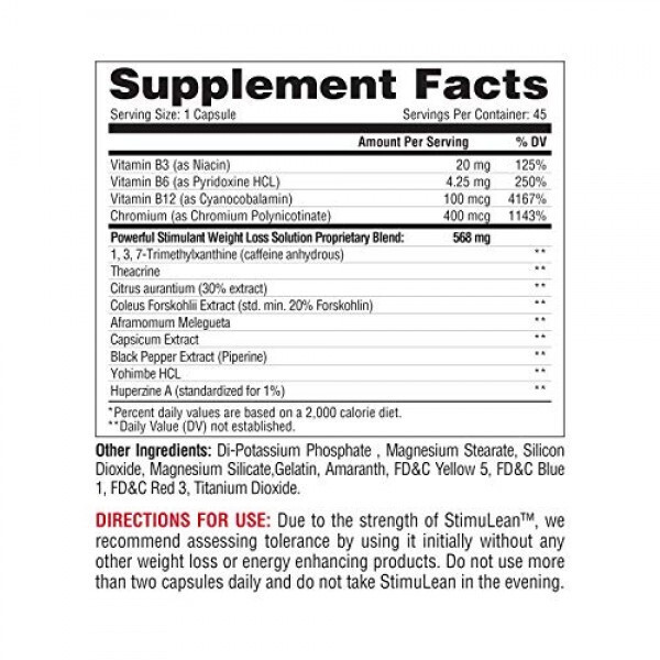 Stimulant Fat Loss Weight Loss Fat Burner 45 Capsules Energy Boost Formula