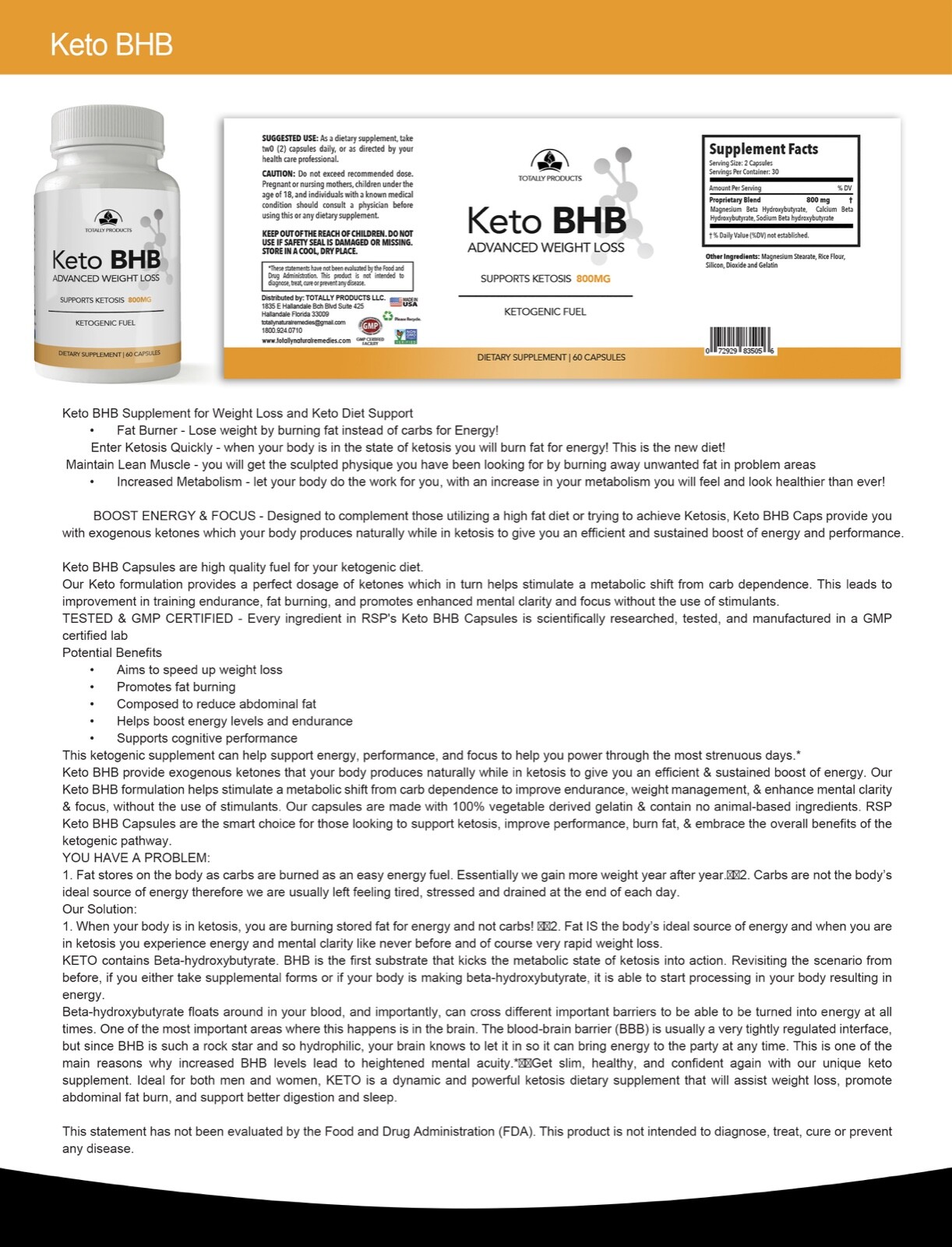 Keto BHB Diet Weight Loss Fat Carb Block 60 Caps Advanced Free Shipping