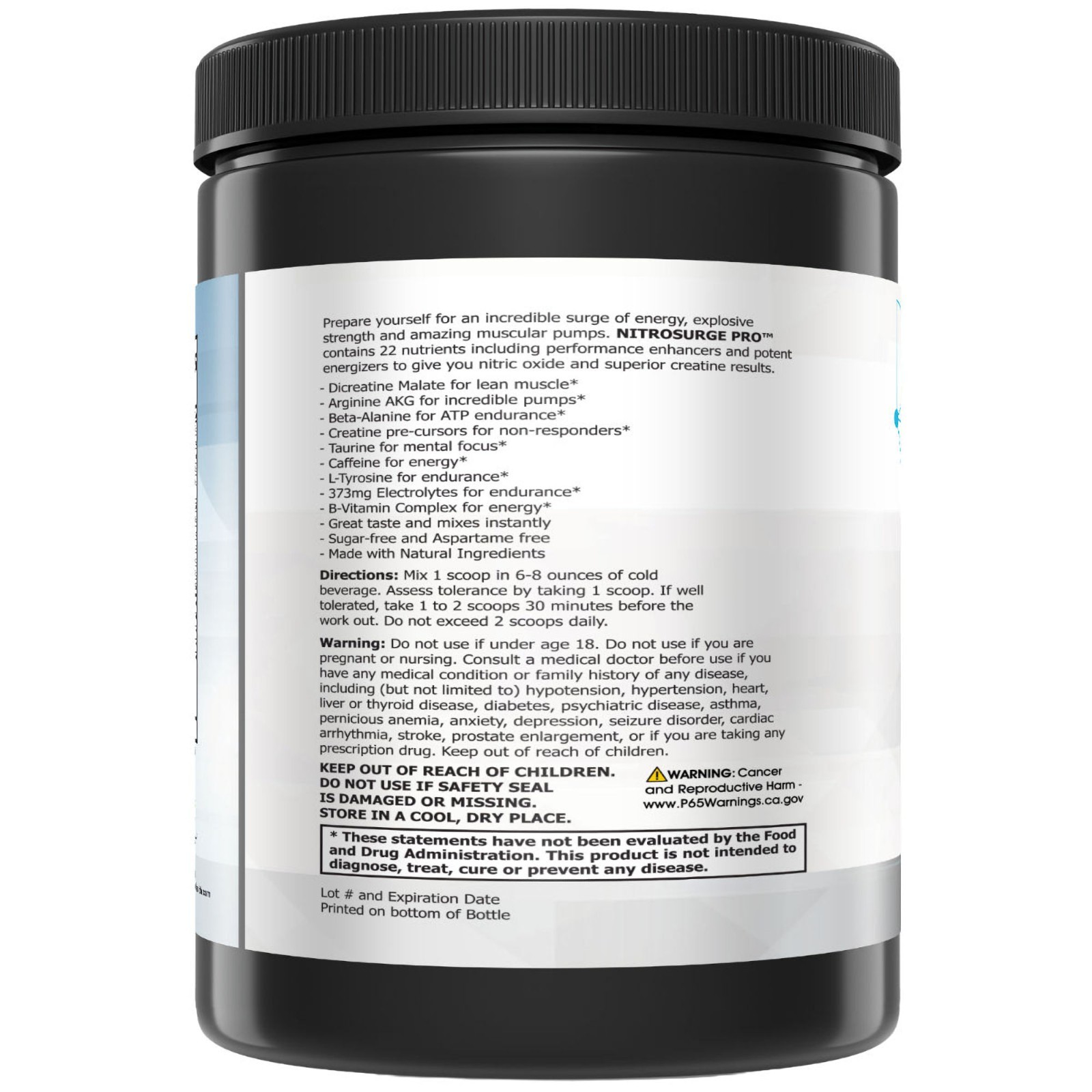 Nitrosurge Pro Pre Workout Powder w/ Creatine Nitric Oxide Booster 300g