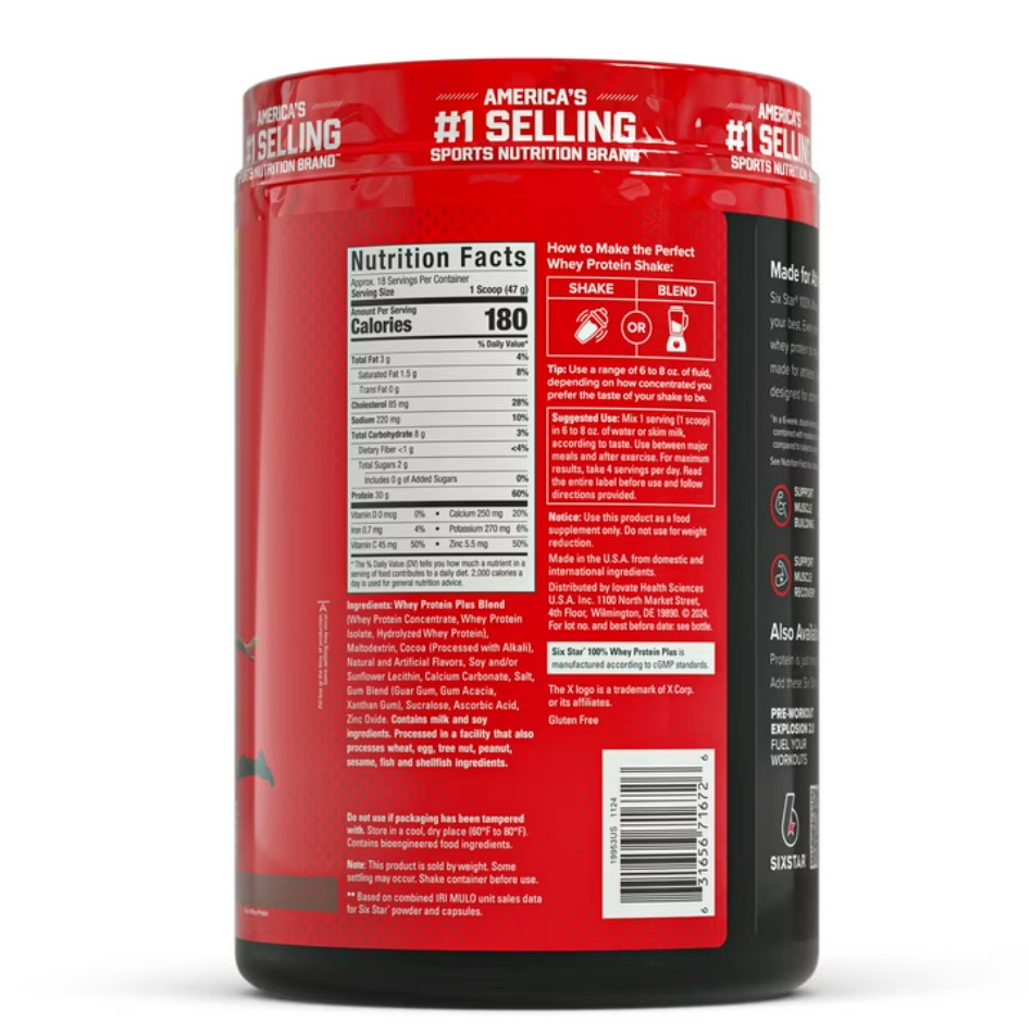 Six Star 100% Whey Protein Plus Triple Chocolate 30g Protein 1.81lb