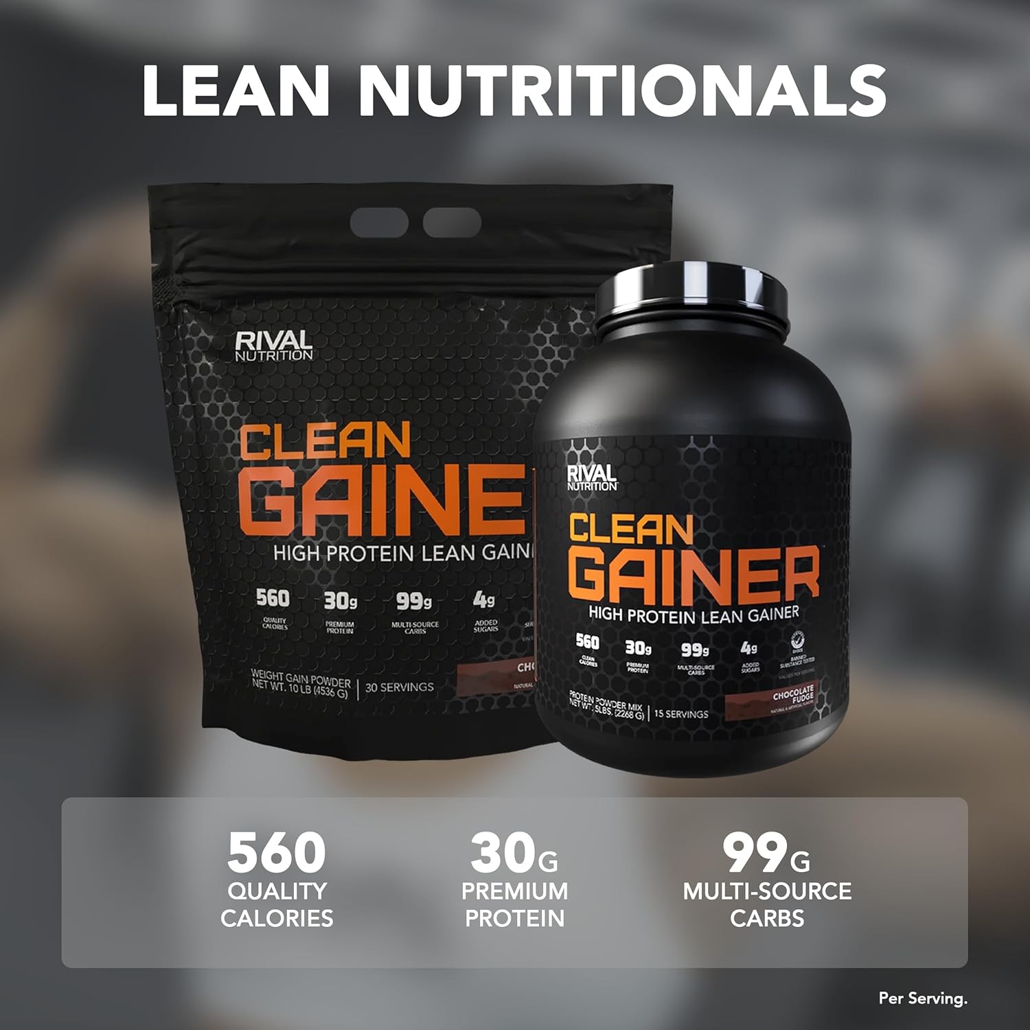 RIVAL NUTRITION Clean Gainer I High Protein Lean Gainer Powdered Drink Mix I 30g