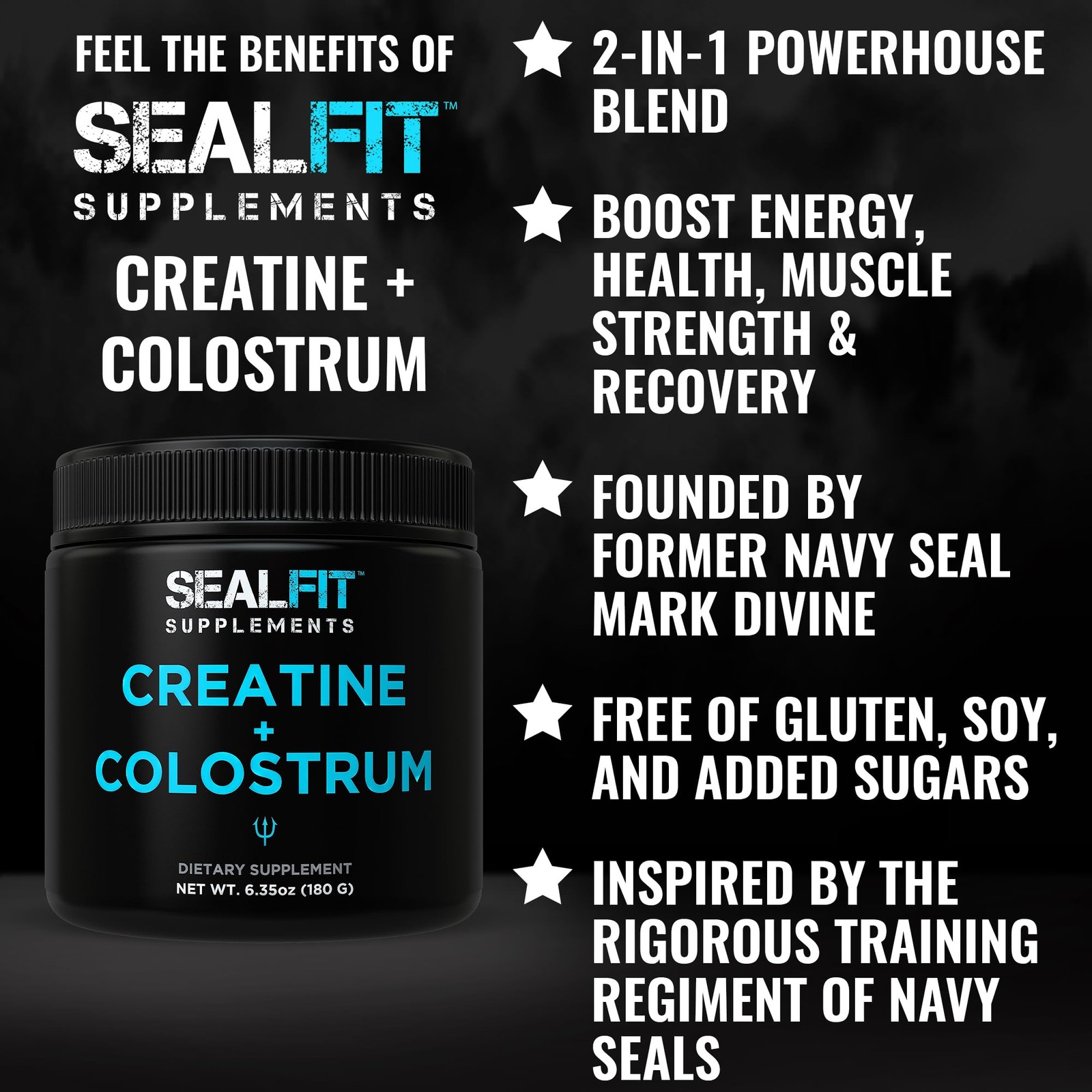 SEALFIT Creatine and Colostrum Powder – 5g Creatine Monohydrate + 1000mg Gras…