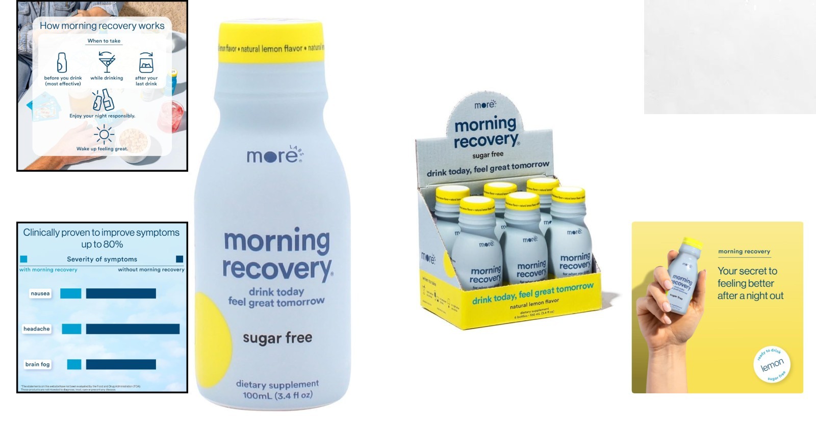 Recharge with Morning Recovery DHM Drink: Lemon Flavor, 6 Pack, Convenient Size