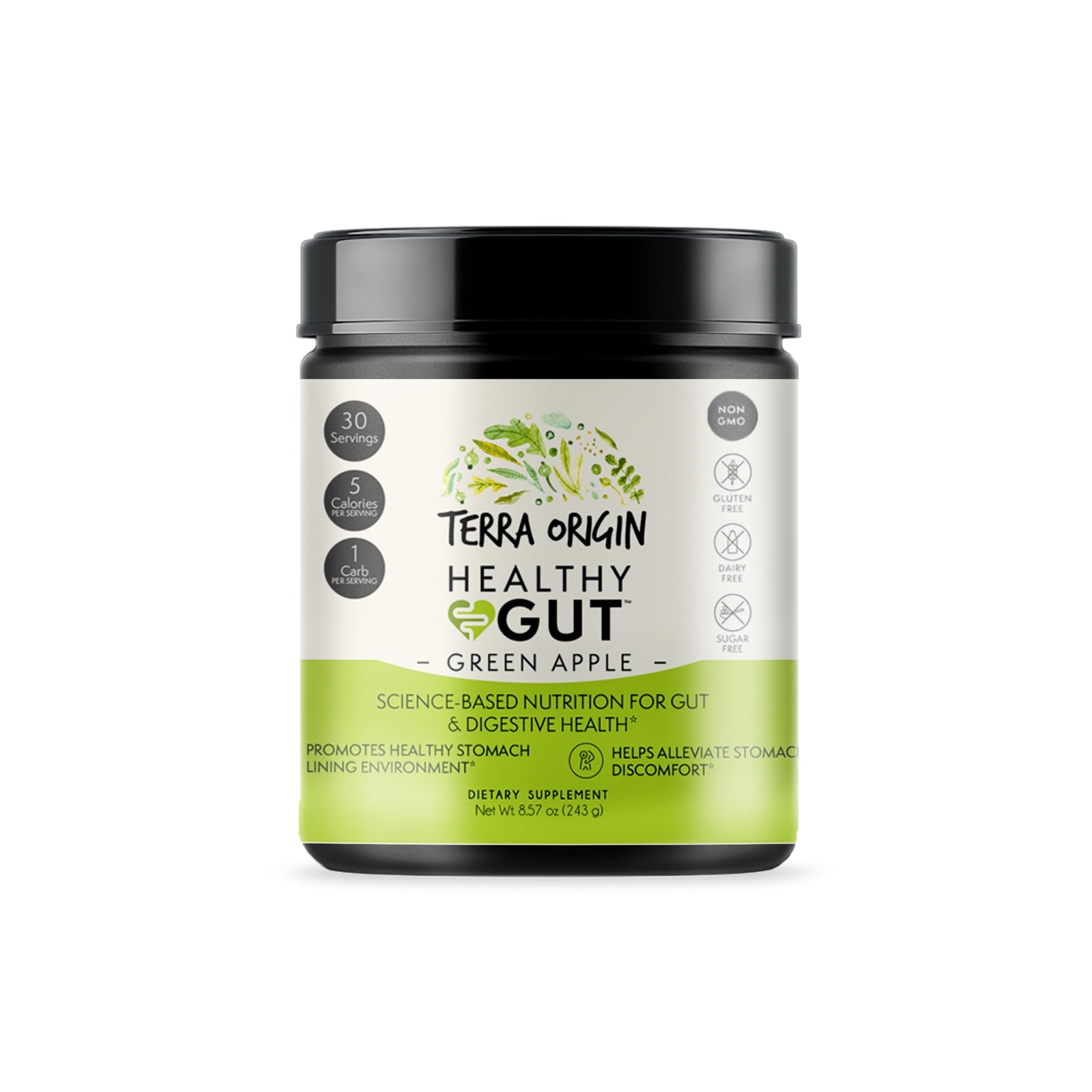 Healthy Gut Green Apple | 30-Servings with L-Glutamine Zinc Glucosamine Slipp…