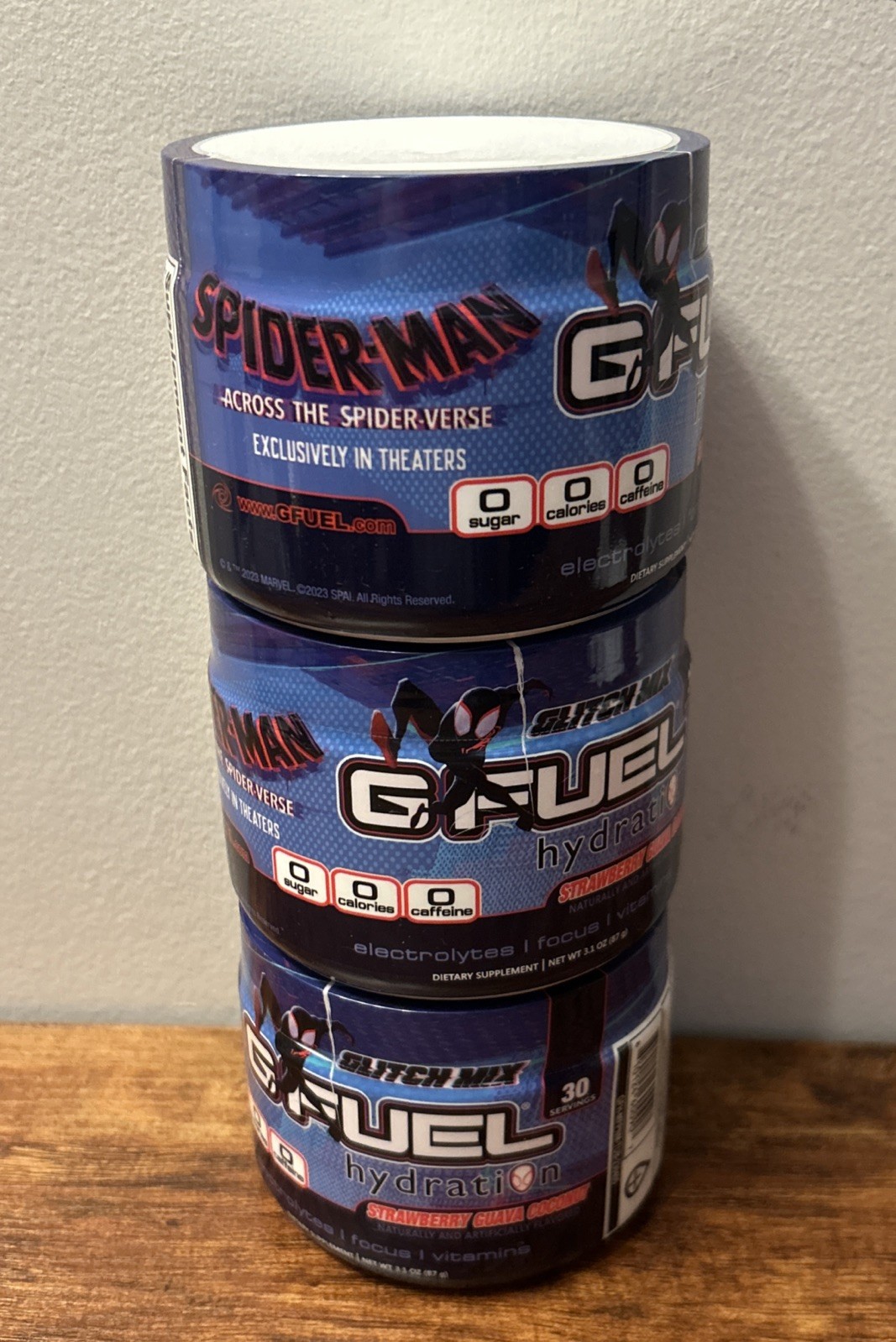 3x G Fuel Spider-Man Across the Spider-Verse Glitch Mix Hydration Tub Exp 5/2028