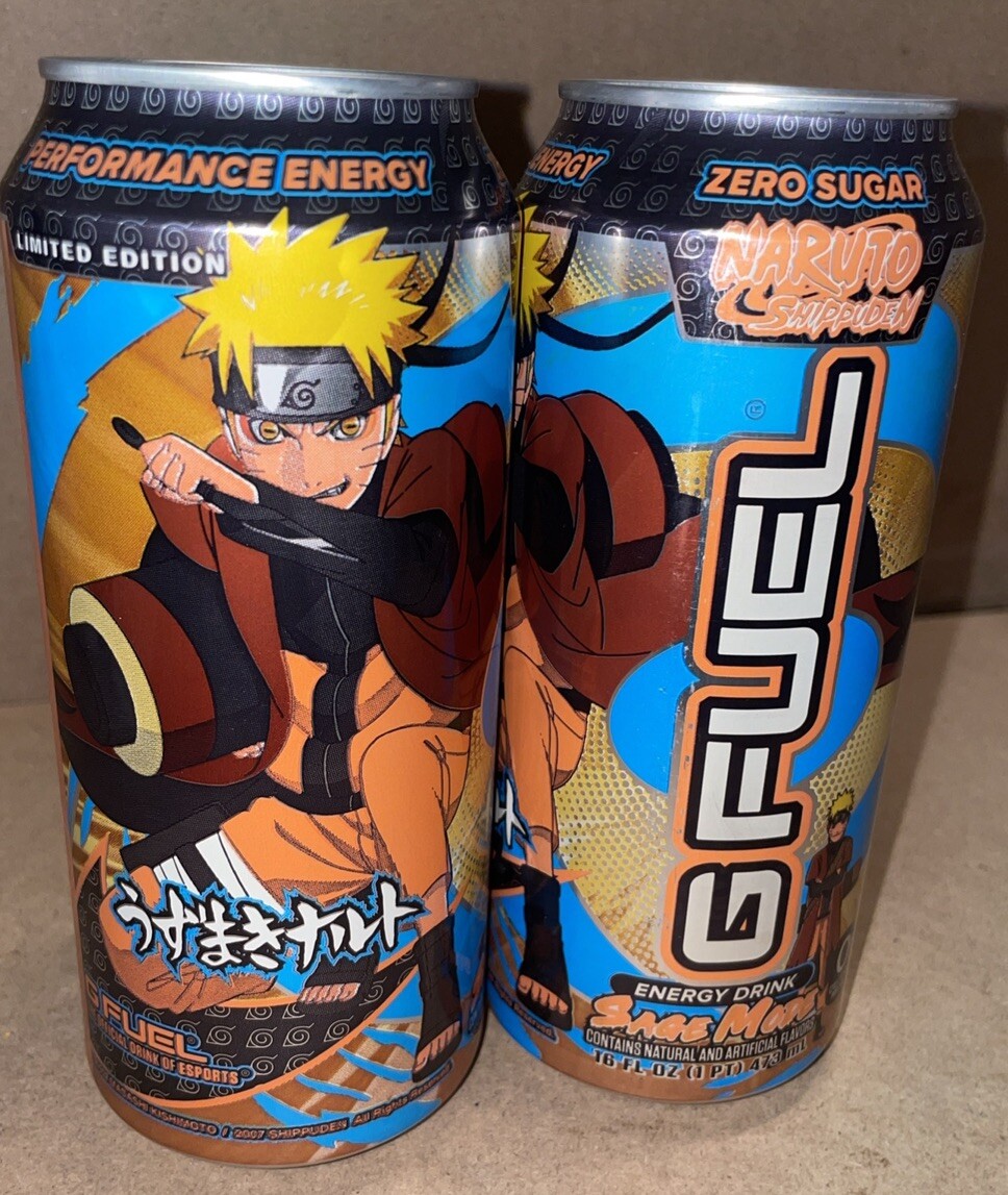GFUEL Saga Mode Naruto Anime Ninja Energy Drink limited Edition 16oz 2 Cans