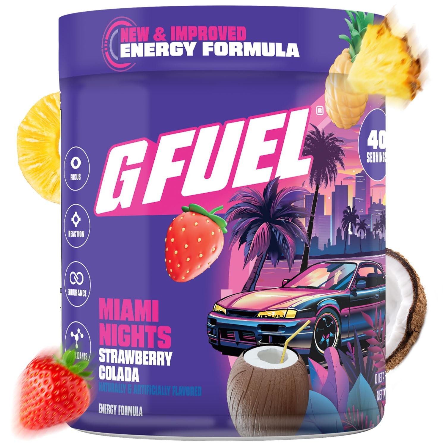 G Fuel Miami Nights 2.0 Energy Drink Powder, 9.8 Ounce (Pack of 1), No Color