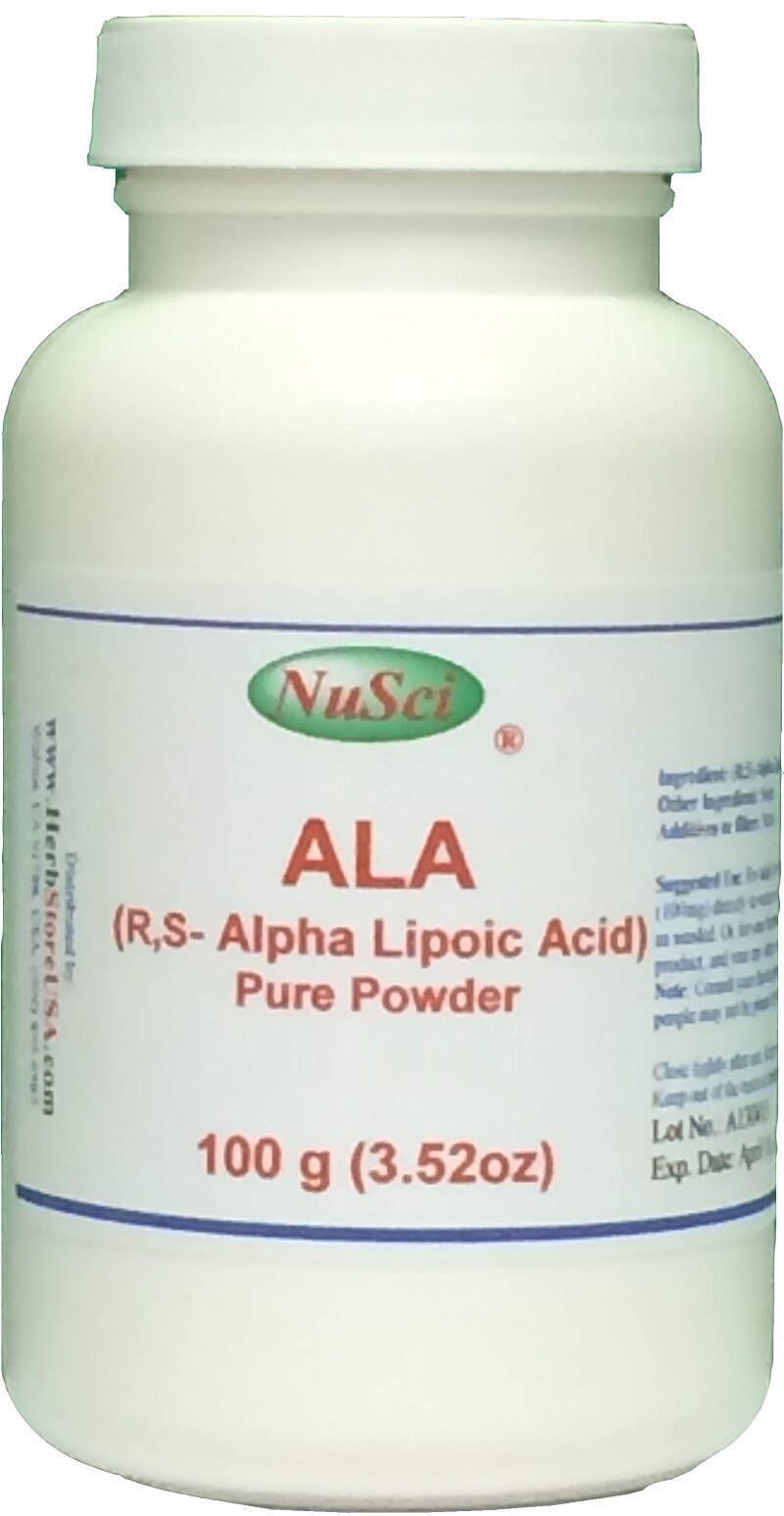 NuSci Alpha Lipoic Acid (R,S)ALA 100g (3.52oz Pure Powder Skin Care antioxidant