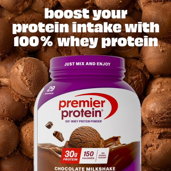 2P Premier Protein 100% Whey Protein Powder, Chocolate Milkshake, 30g Protein