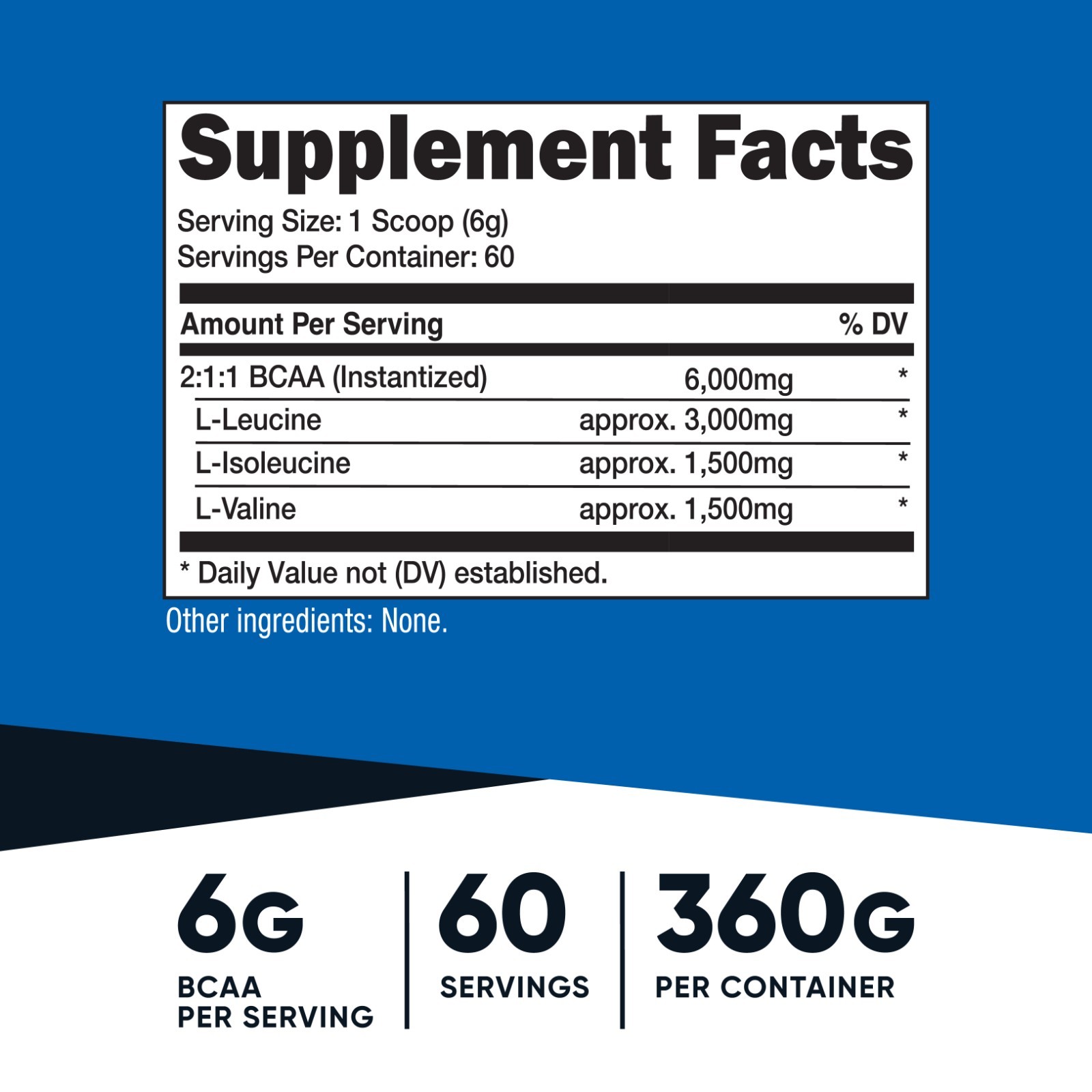 Nutricost BCAA Powder 60 Servings (Unflavored) – 6000mg Per Serving