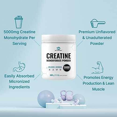 Creatine Monohydrate Powder 5g 120 Servings Micronized Unflavored