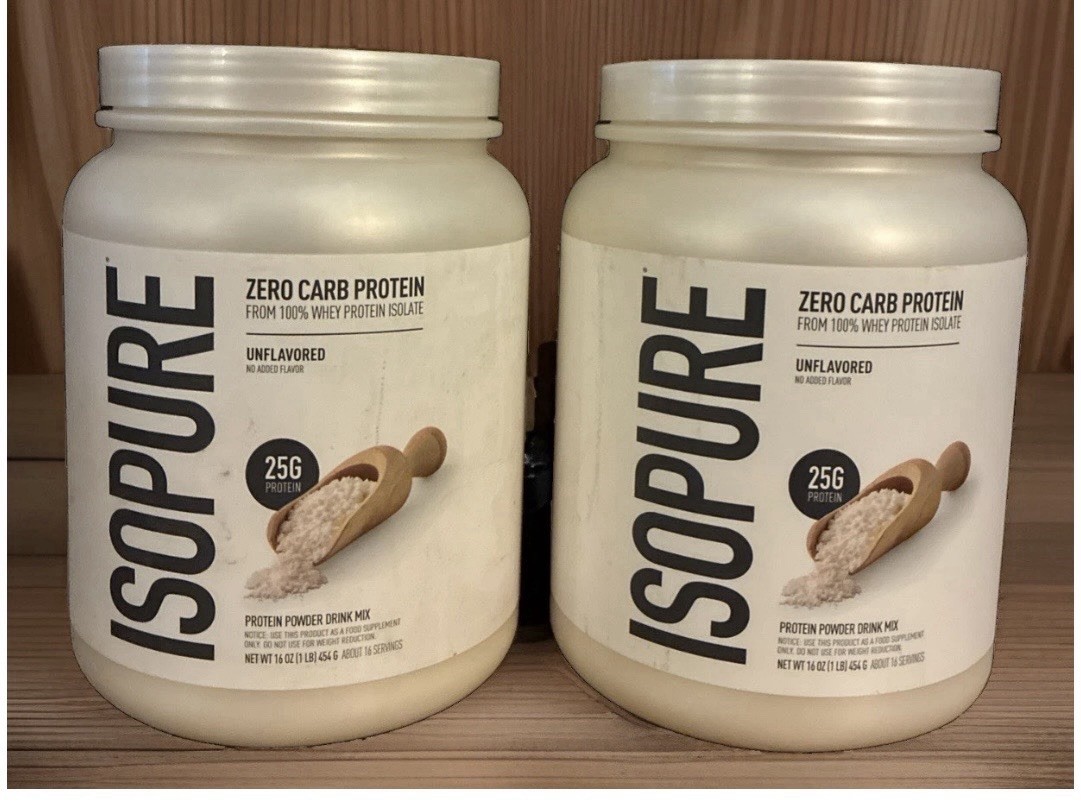 2- 16 Oz ISOPURE Zero Carb Whey 25g Serving Protein Isolate Powder -Unflavored