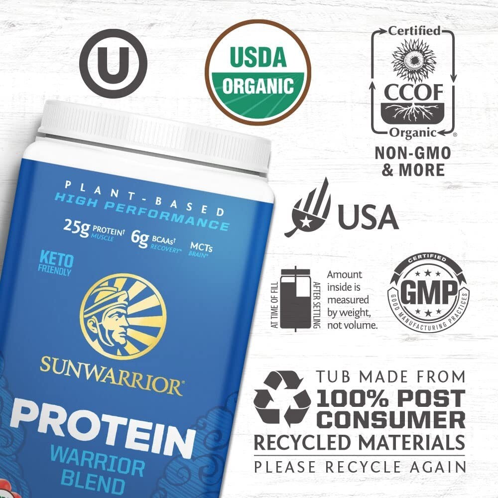 Sunwarrior – Warrior Blend, Plant Based, Raw Vegan Protein Powder (30 Servings)