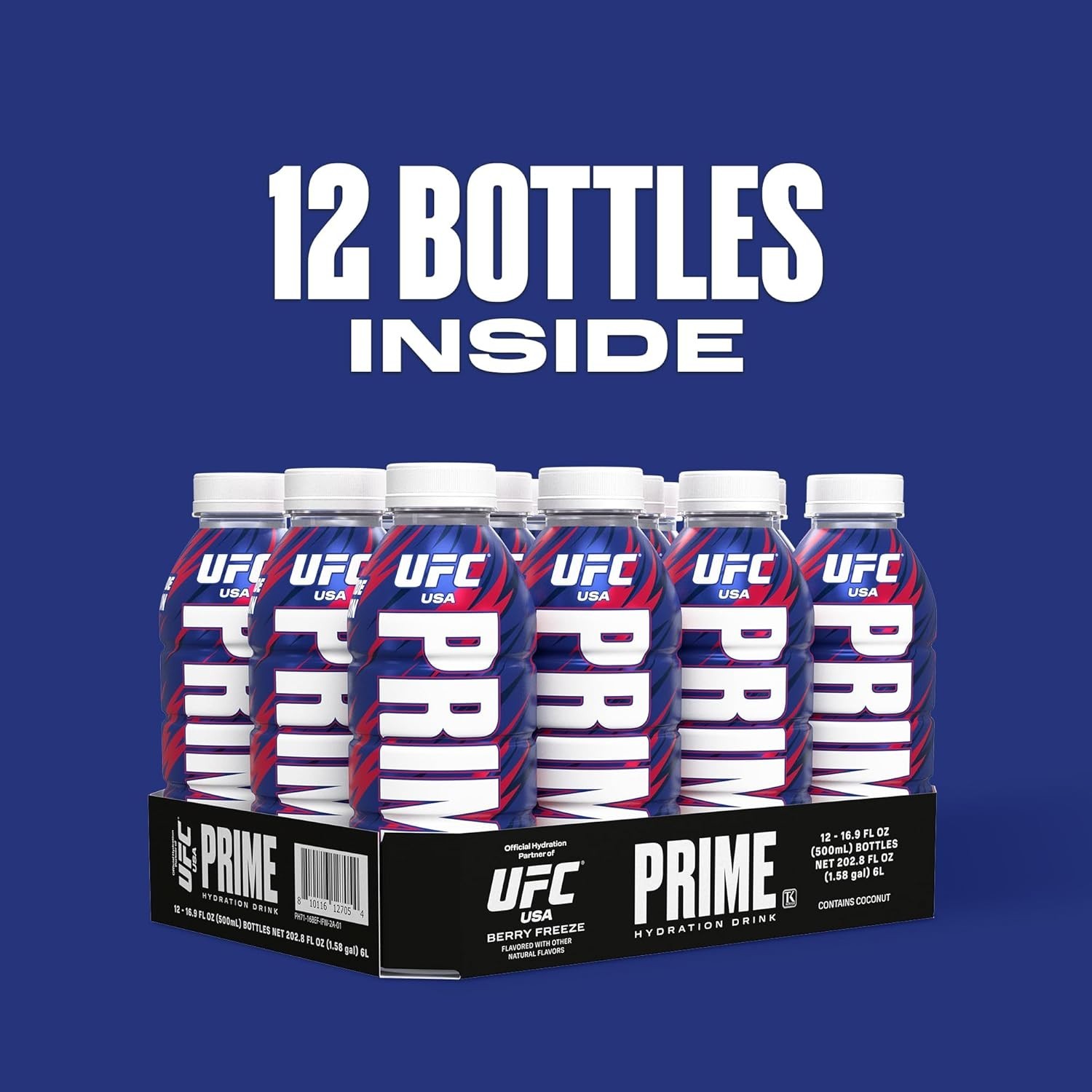 PRIME Hydration Sports Drink – UFC Edition, 16.9oz – Berry Freeze (24 Bottles)