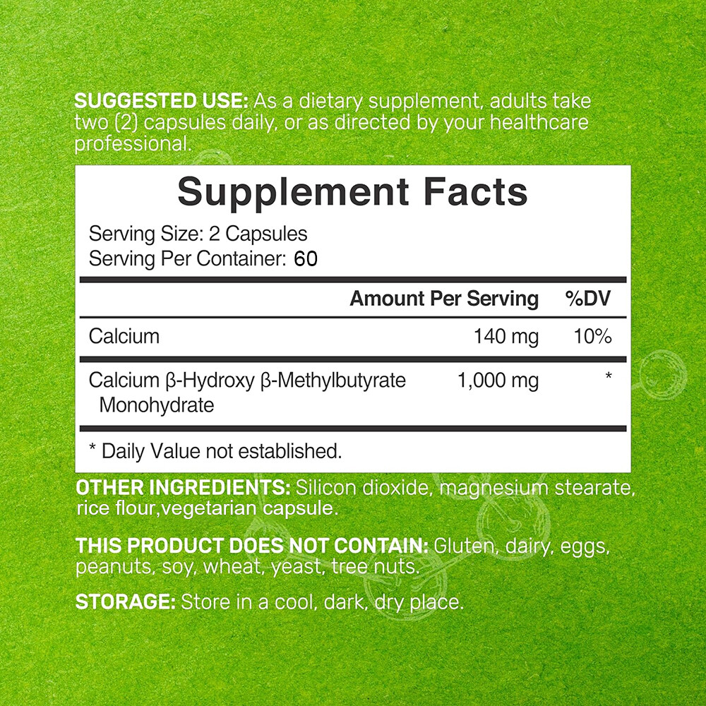 HMB 1000mg For Muscle Growth Lean Muscle Mass Fast Workout Recovery 30/60/120ct