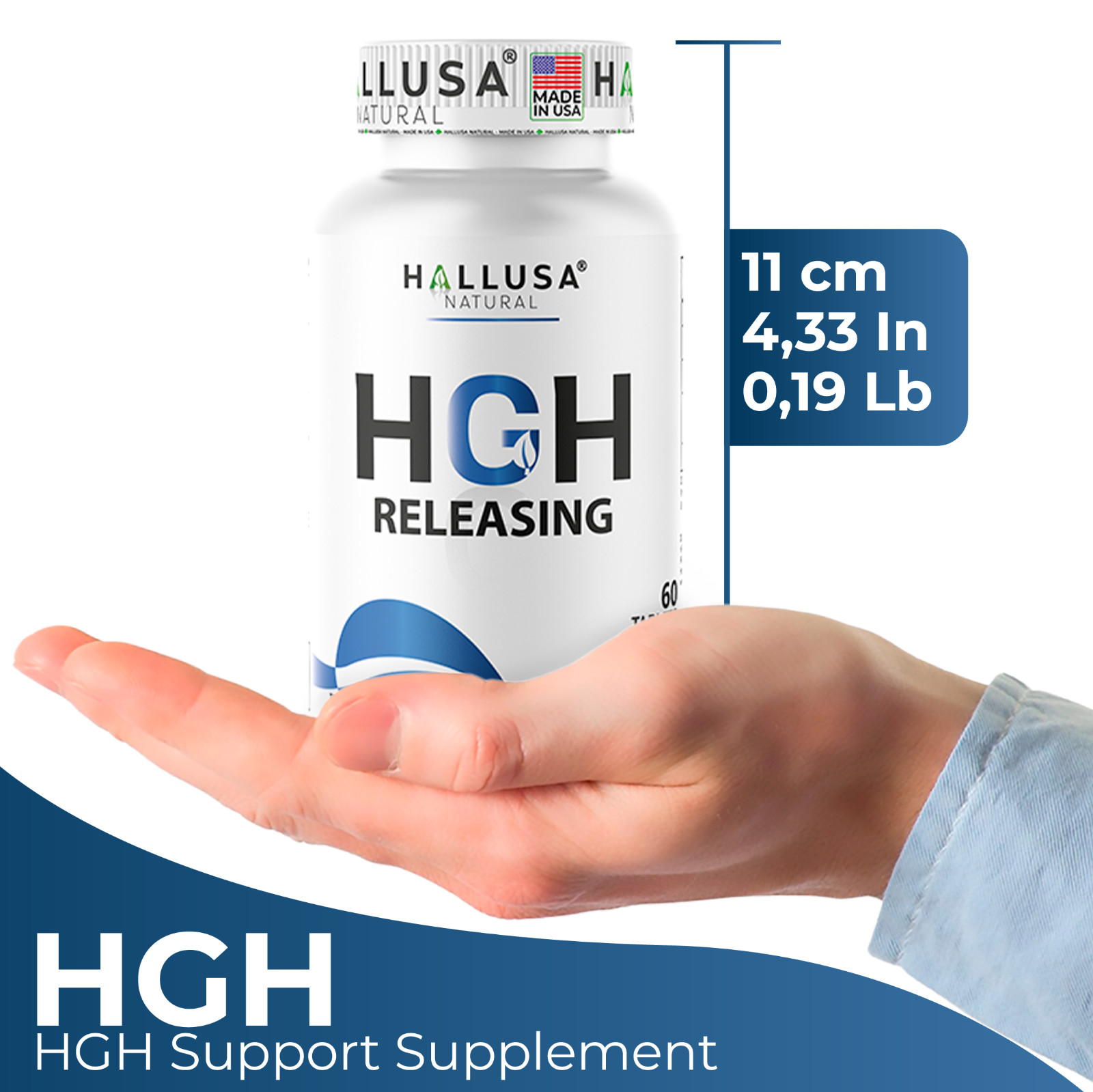 HGHBooster Natural Growth Support, Amino Acids Nitric Oxide Support – 60 Tablets