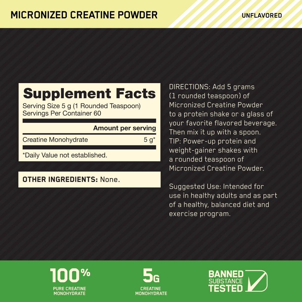 Optimum Nutrition Creatine Sports Nutrition Supplement Powder – 10.58oz: Energy