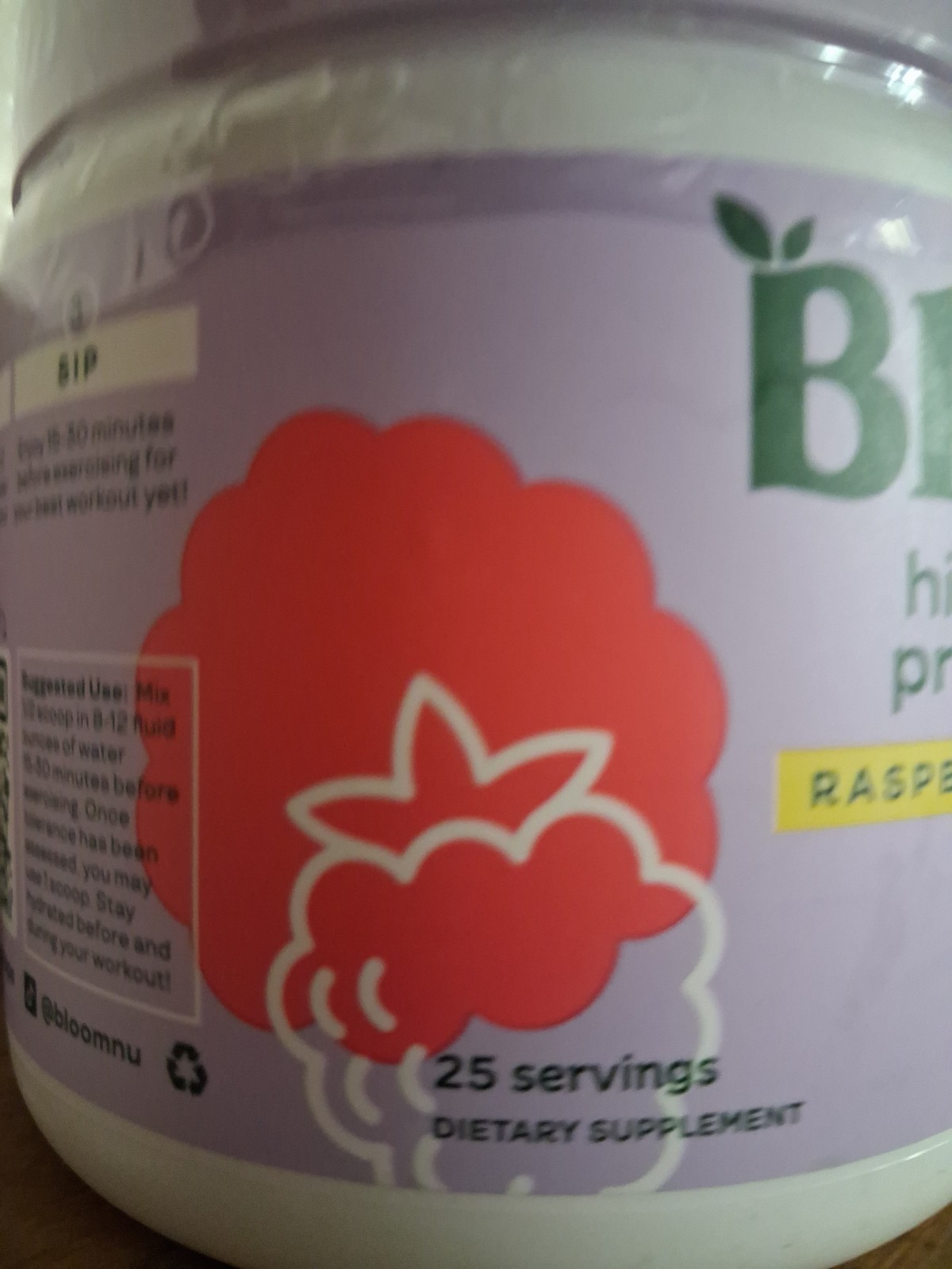Bloom High Energy pre-workout Raspberry Lemonade 25 Serv 7.3 Oz Exp28 Free Ship