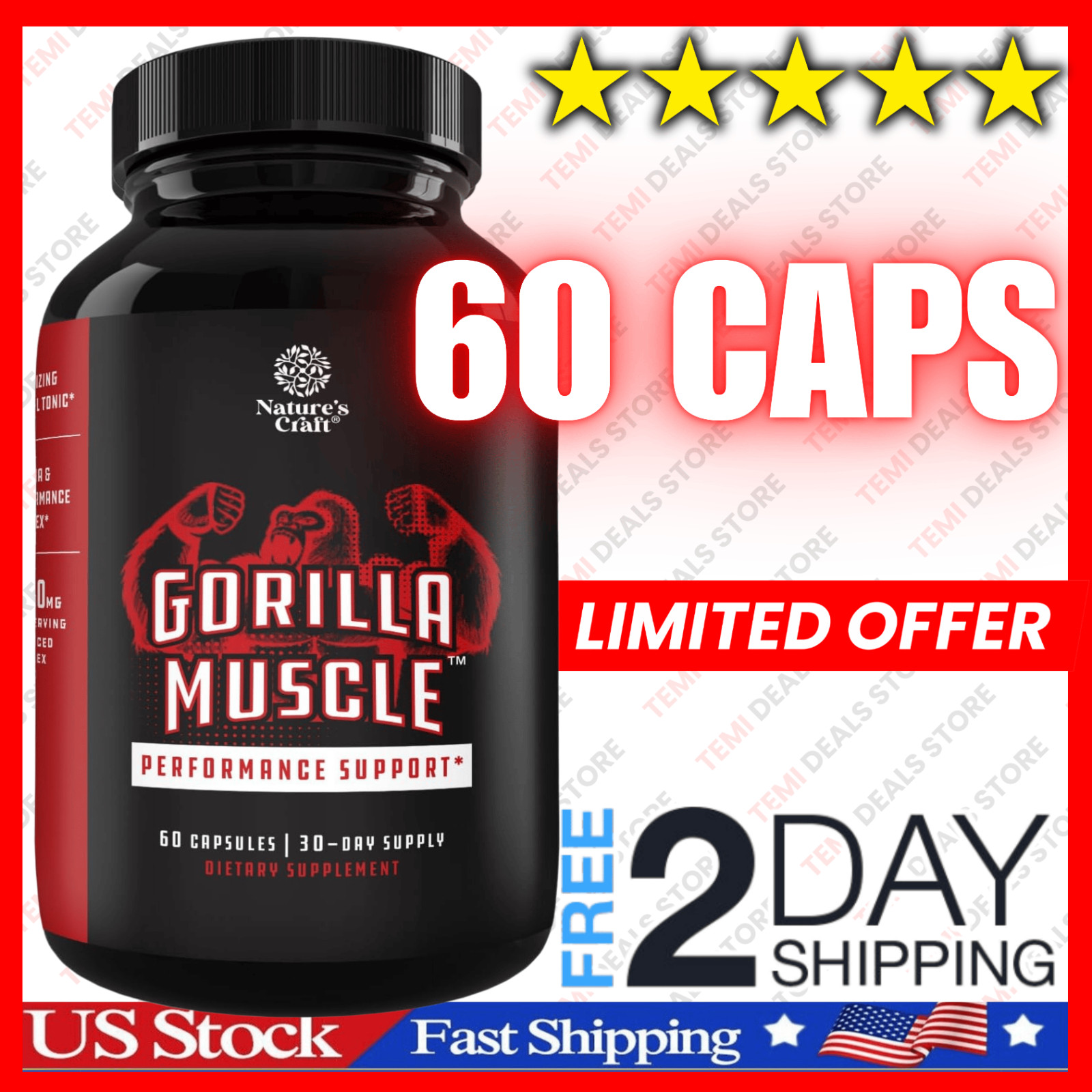 Legal STEROID ANABOLIC pills BULKING Testosterone Booster MUSCLE GROW FREE SHIPP