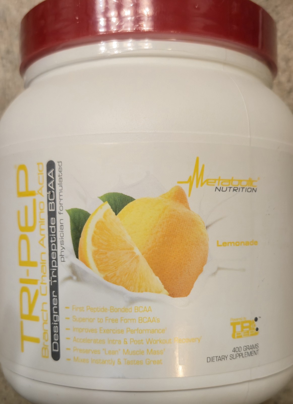 Metabolic Nutrition TRI-PEP BCAA 15oz Size (40 Serv) Natural Lemon BEST BY 11/26