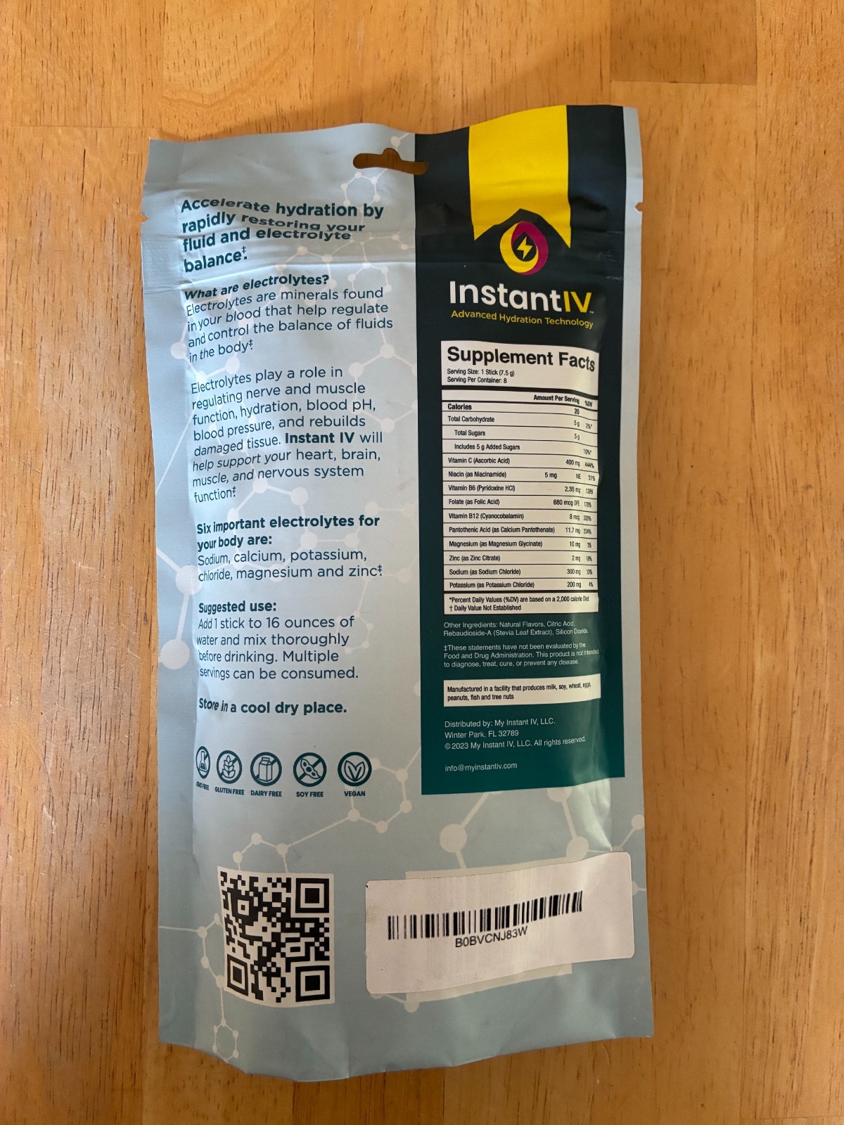 Instant IV Electrolytes Powder Drink Mix Advanced Hydration 8ct Berry Blast
