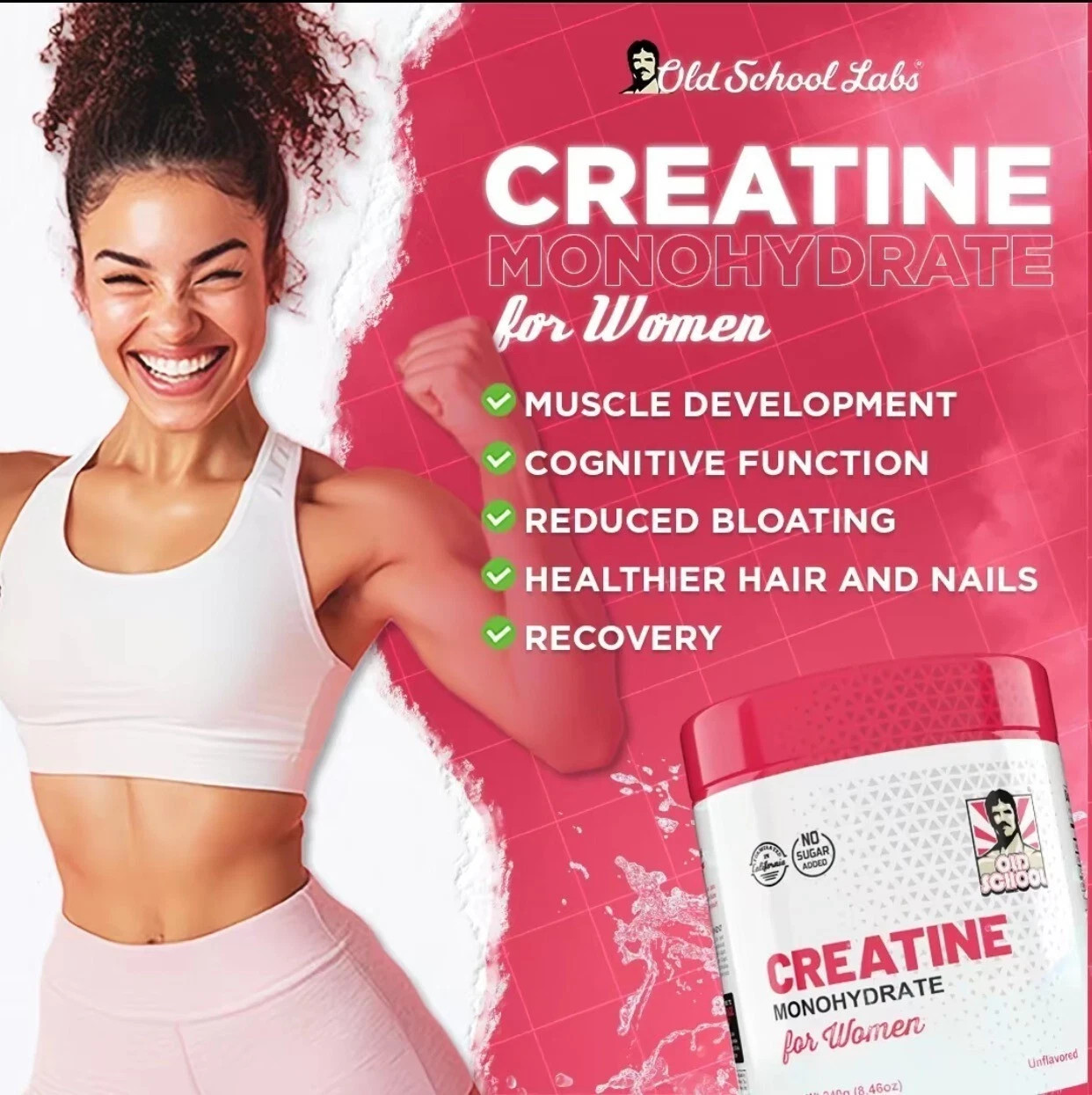 Creatine 5000mg Monohydrate suitable for Women 2g Collagen & 1g BCAA – 240g (2 P
